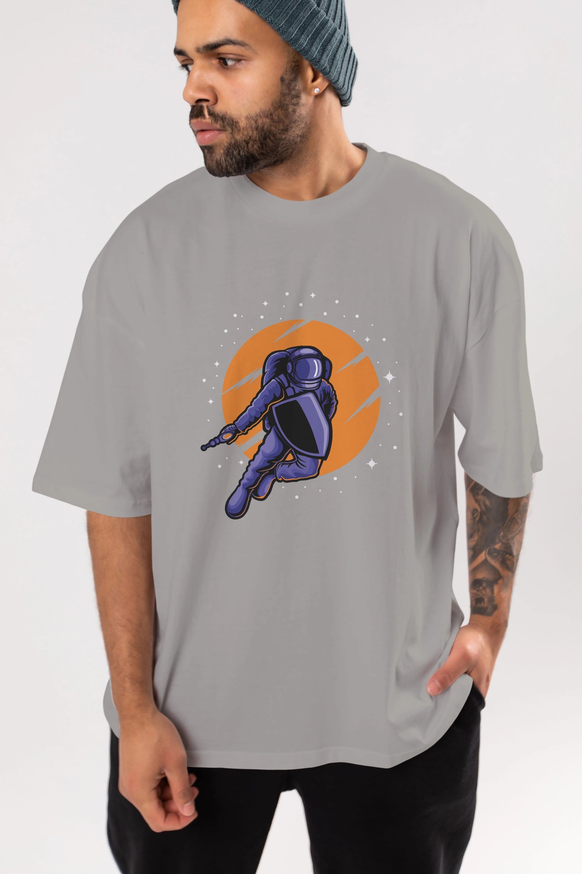 Astro Wars Ön Baskılı Oversize t-shirt Erkek Kadın Unisex