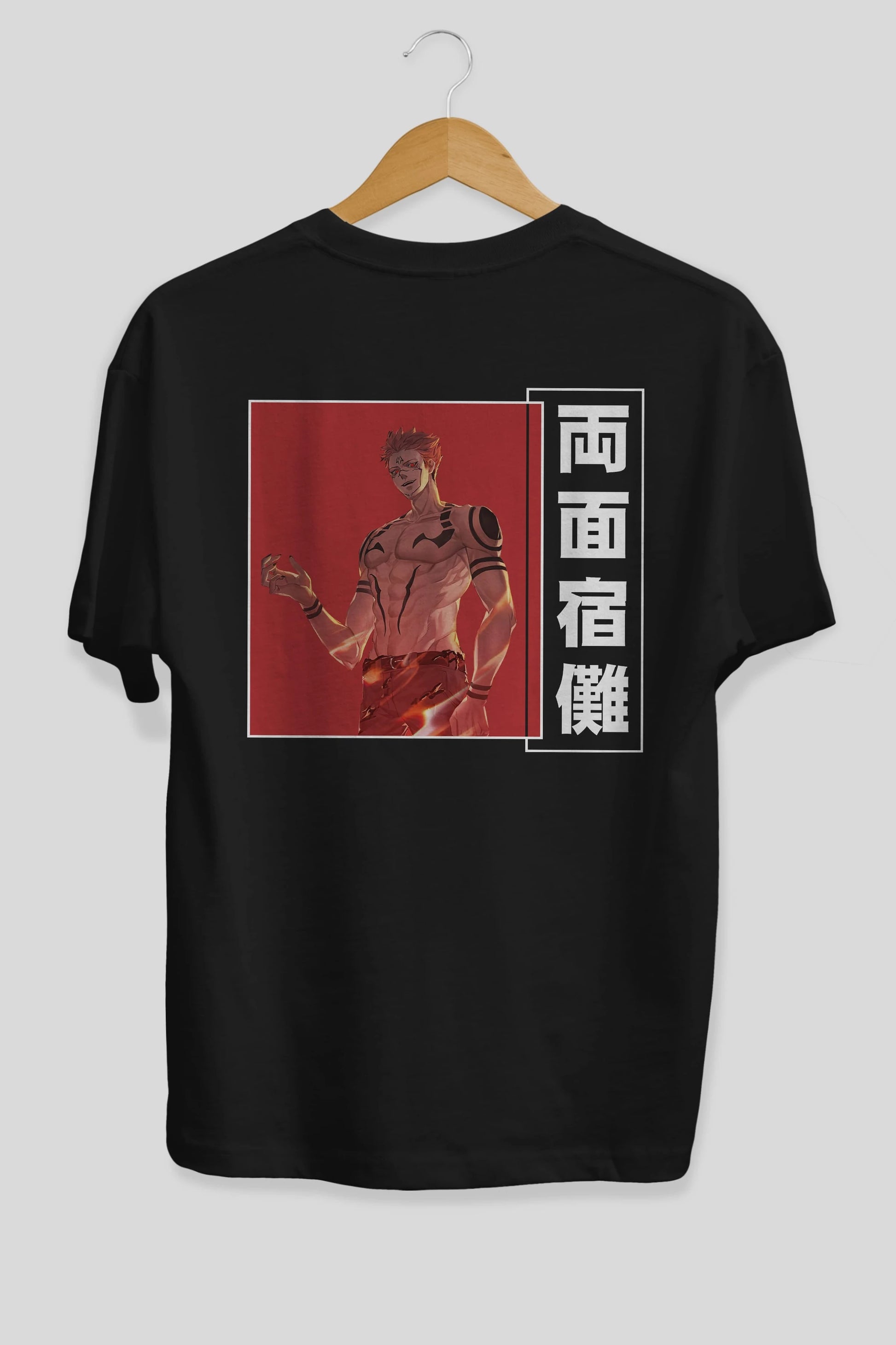 Sukuna Ryoumen 3 Anime Arka Baskılı Oversize t-shirt Erkek Kadın Unisex