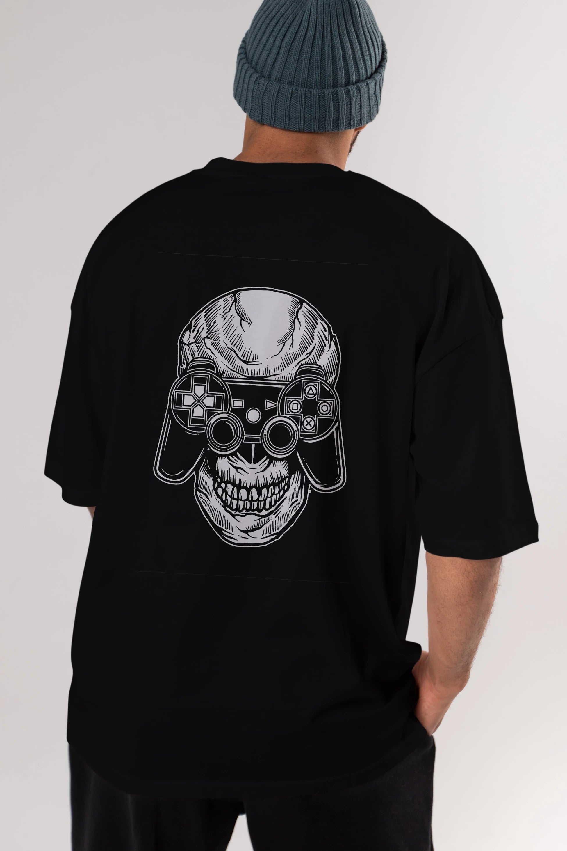 Skull Gamers Arka Baskılı Oversize t-shirt Erkek Kadın Unisex %100 Pamuk