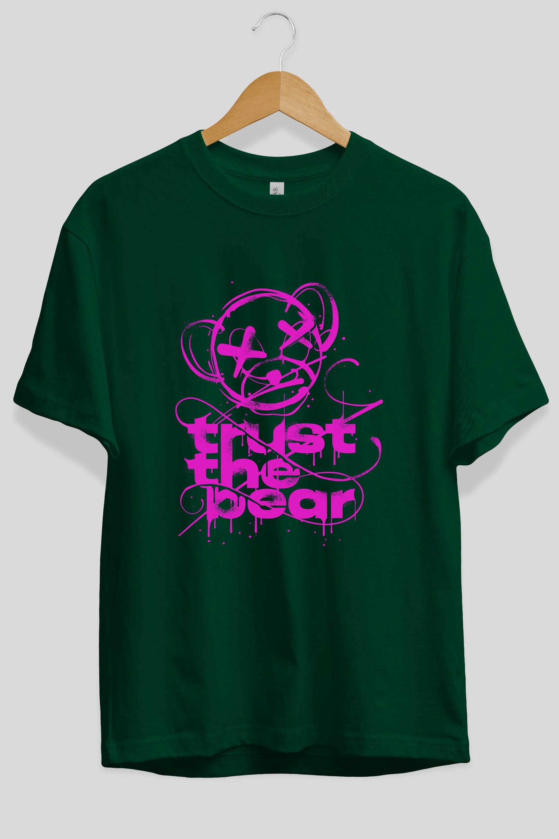 Trust The Bear 2 Ön Baskılı Oversize t-shirt Erkek Kadın Unisex
