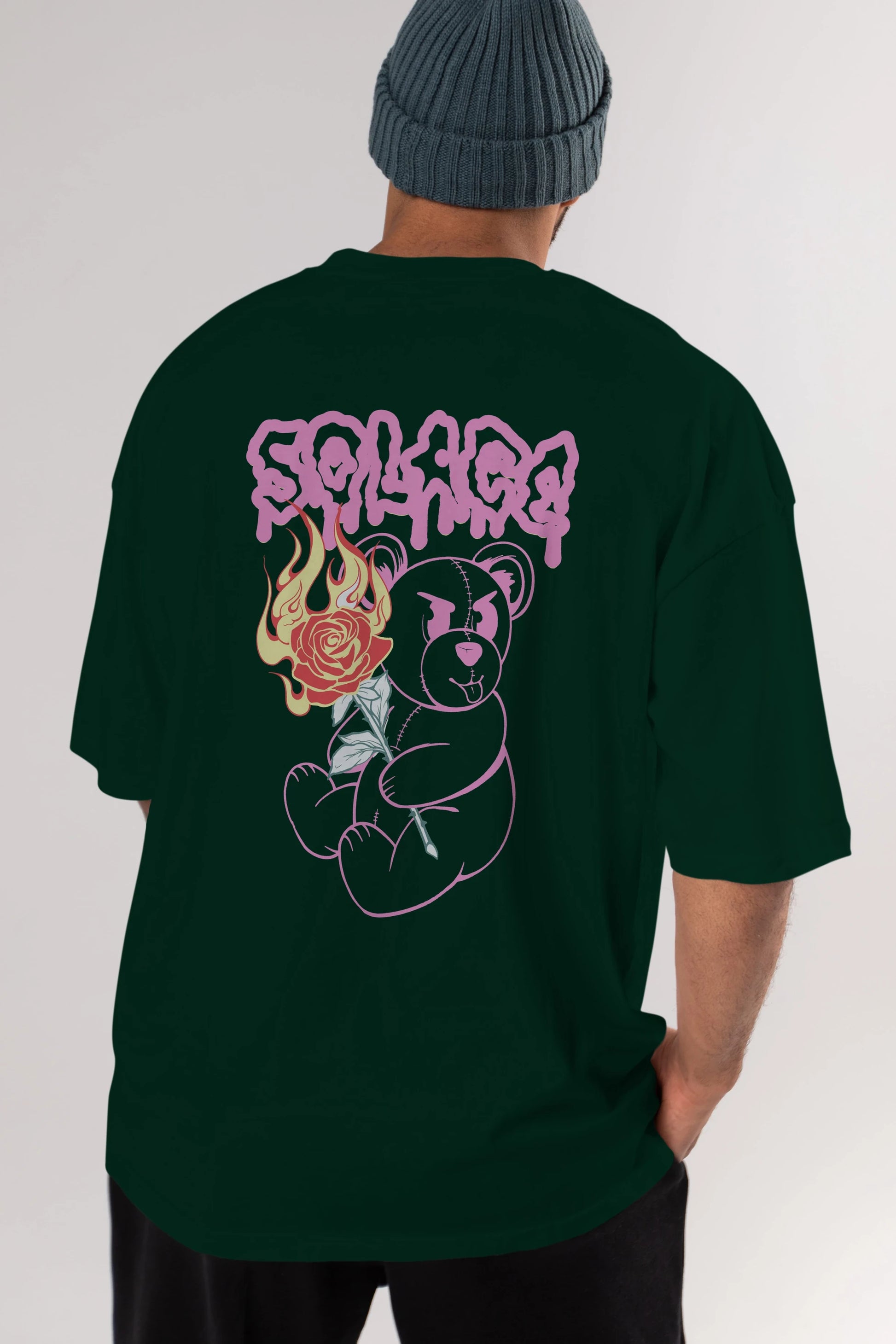 Solage Bear Arka Baskılı Oversize t-shirt Erkek Kadın Unisex
