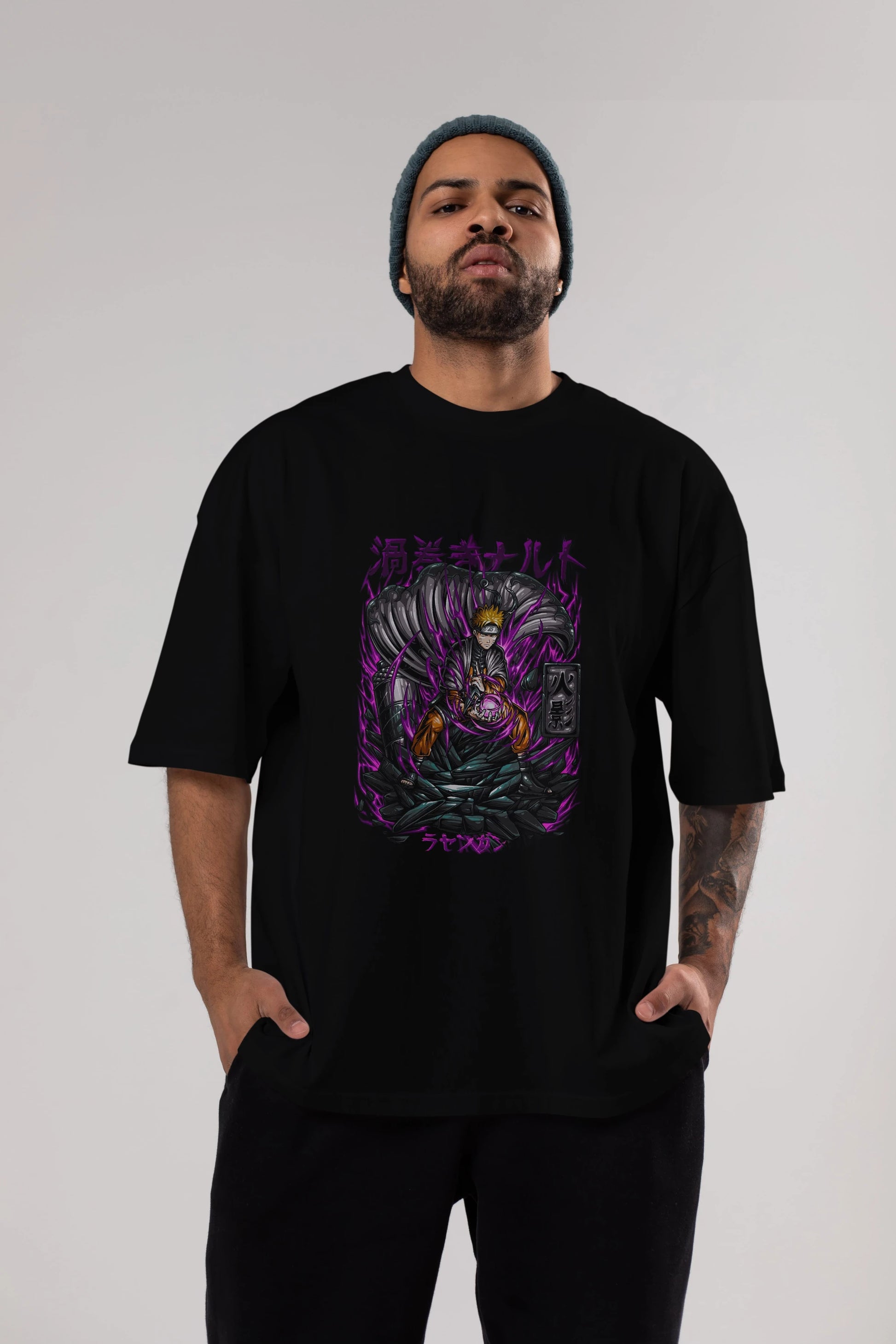 NARUTO Anime Ön Baskılı Oversize t-shirt %100 pamuk Erkek Kadın Unisex
