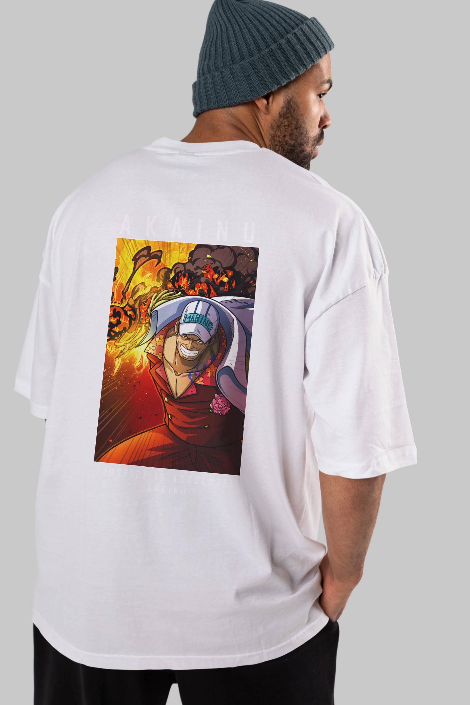 Sakazuki Anime Arka Baskılı Oversize t-shirt Erkek Kadın Unisex %100 pamuk tişort