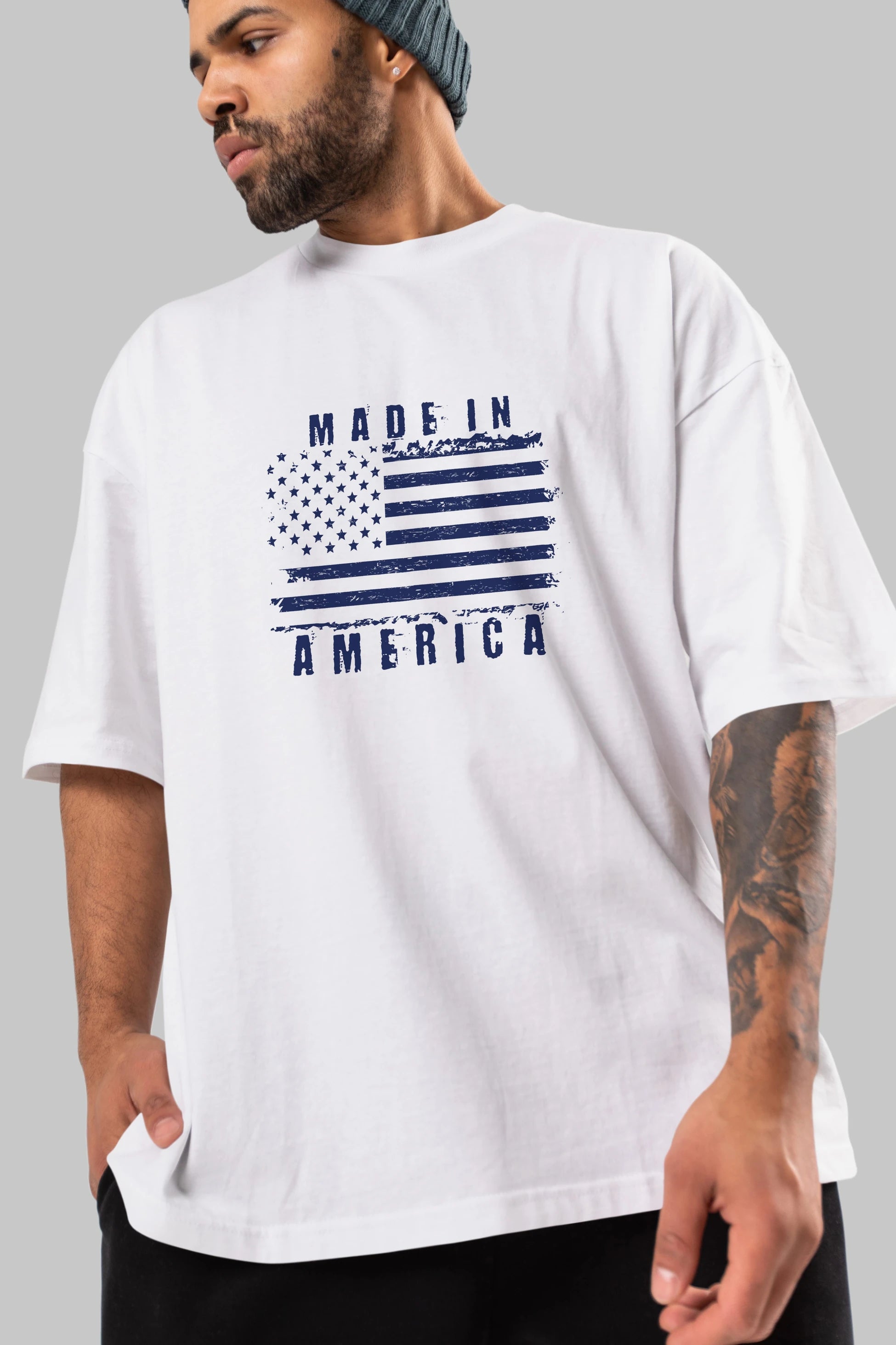 Made in America Ön Baskılı Oversize t-shirt Erkek Kadın Unisex