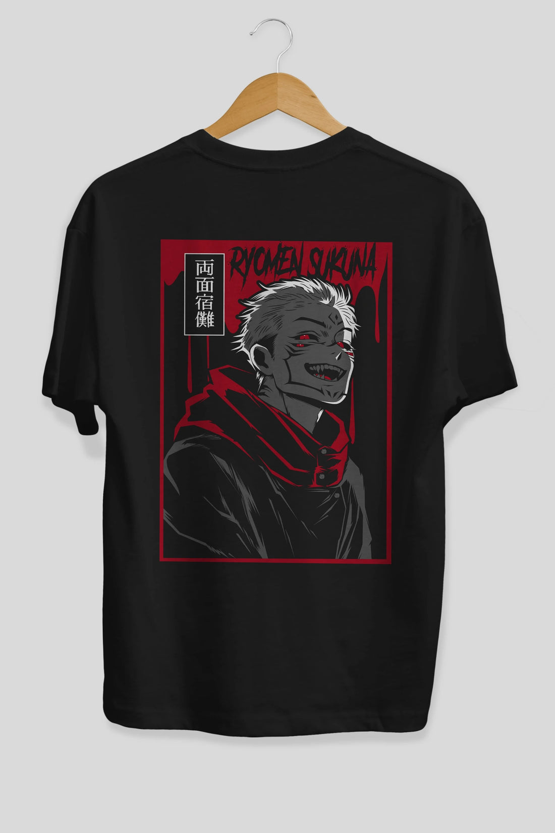 SUKUNA Anime Arka Baskılı Oversize t-shirt Erkek Kadın Unisex