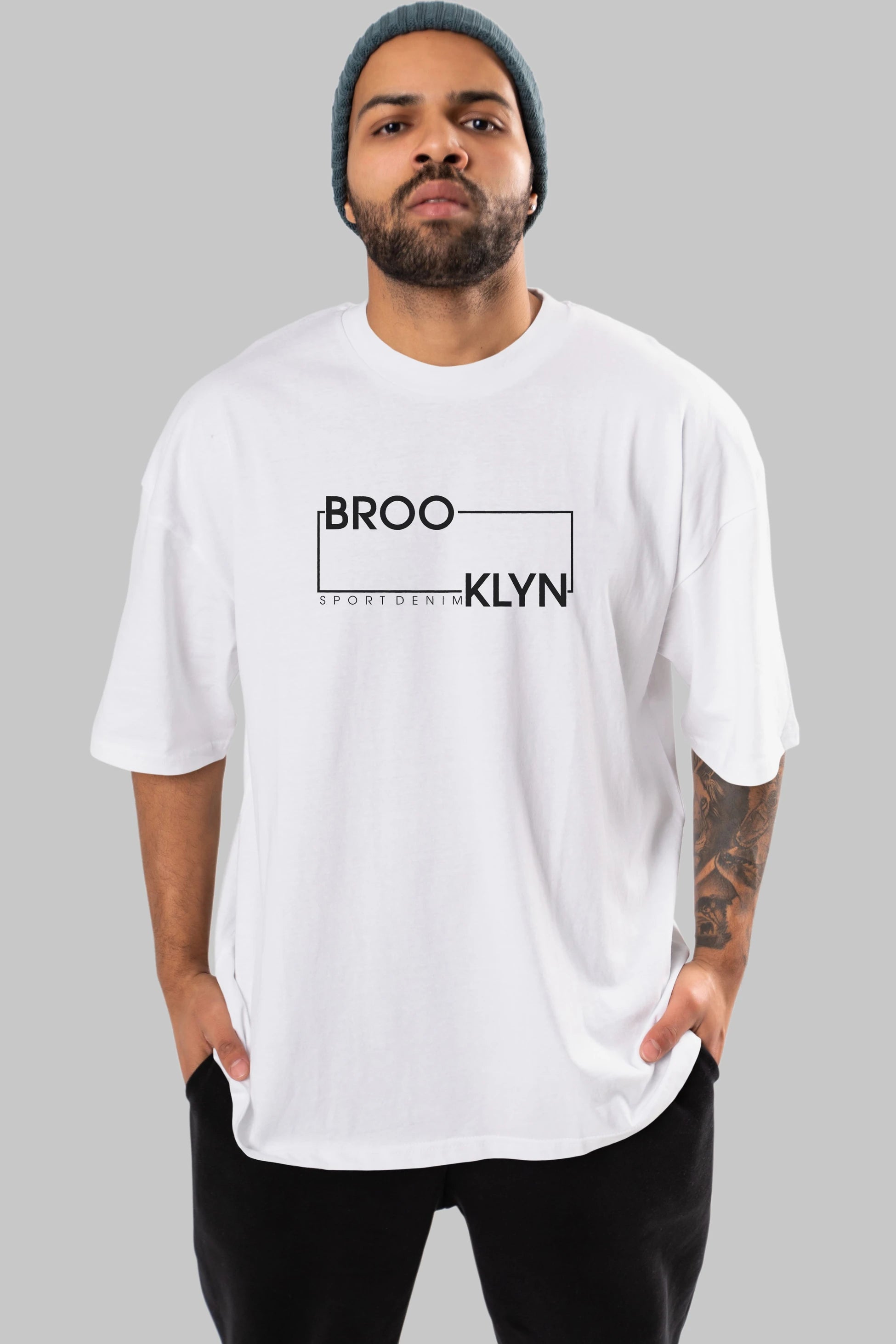 Brooklyn Sport Ön Baskılı Oversize t-shirt Erkek Kadın Unisex