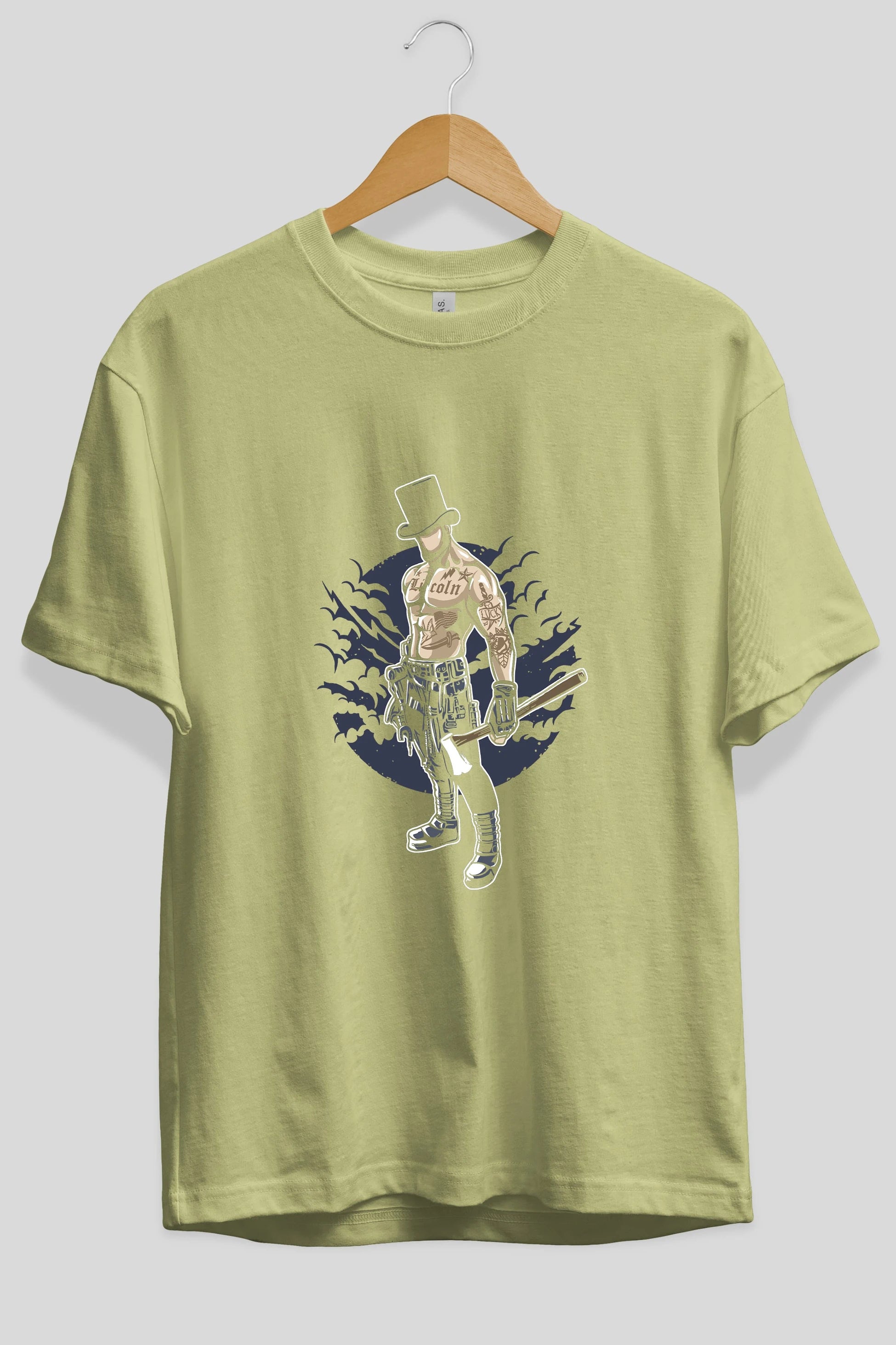 Lincoln Ön Baskılı Oversize t-shirt Erkek Kadın Unisex %100 Pamuk tişort