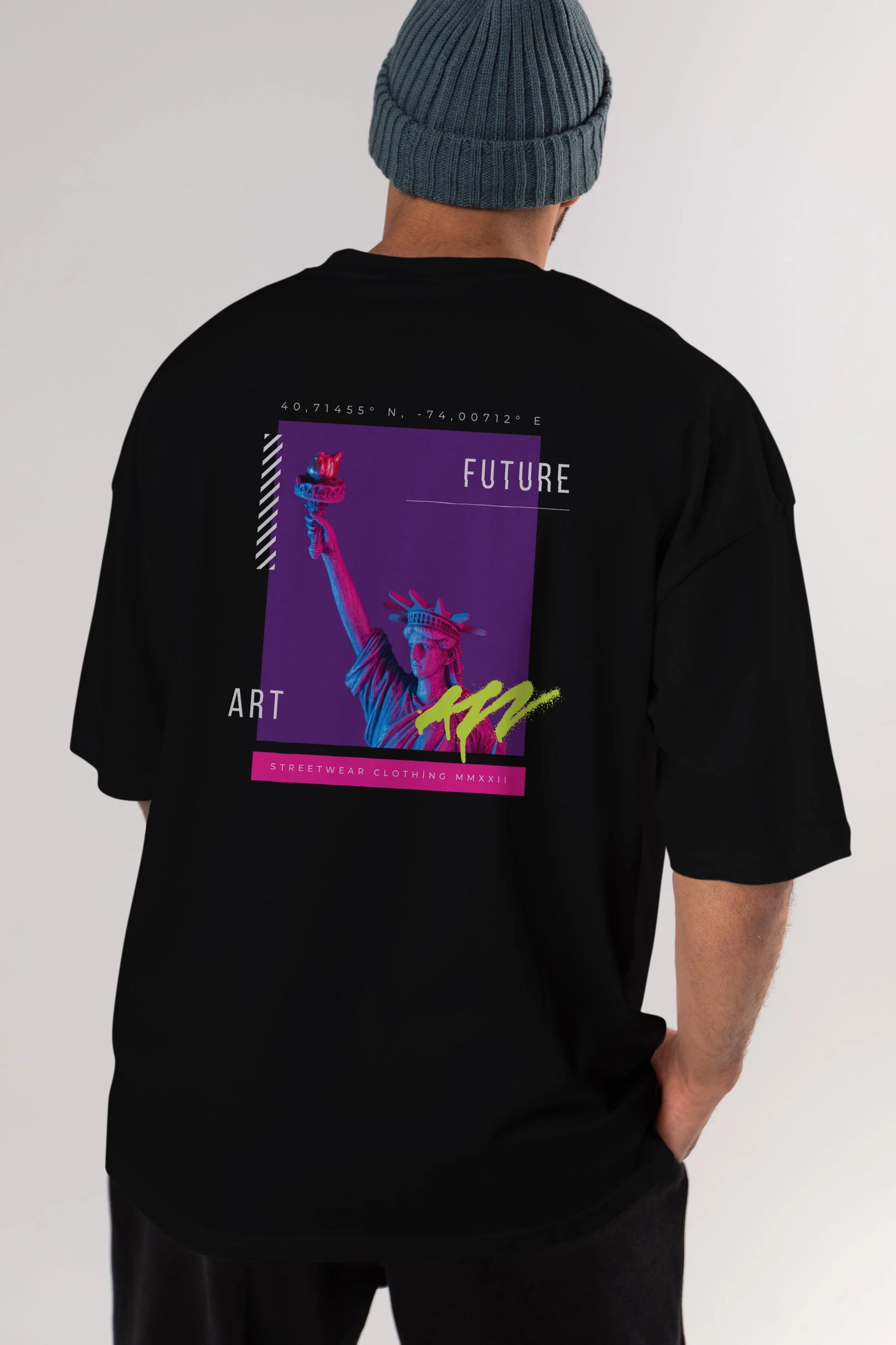 Future Art Arka Baskılı Oversize t-shirt Erkek Kadın Unisex
