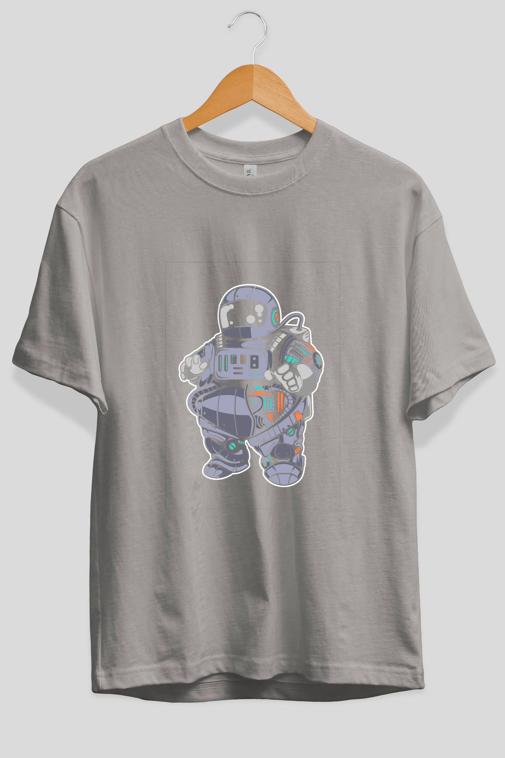 Fat Astronaut Robot Ön Baskılı Oversize t-shirt Erkek Kadın Unisex
