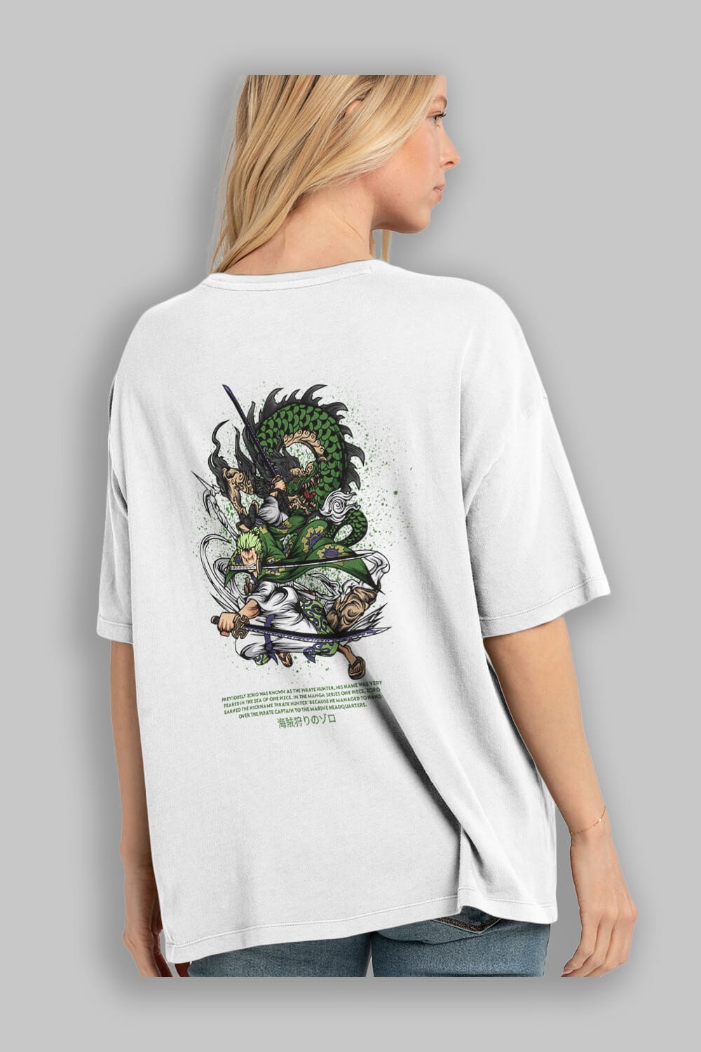 Zoro Anime Arka Baskılı Oversize t-shirt Erkek Kadın Unisex