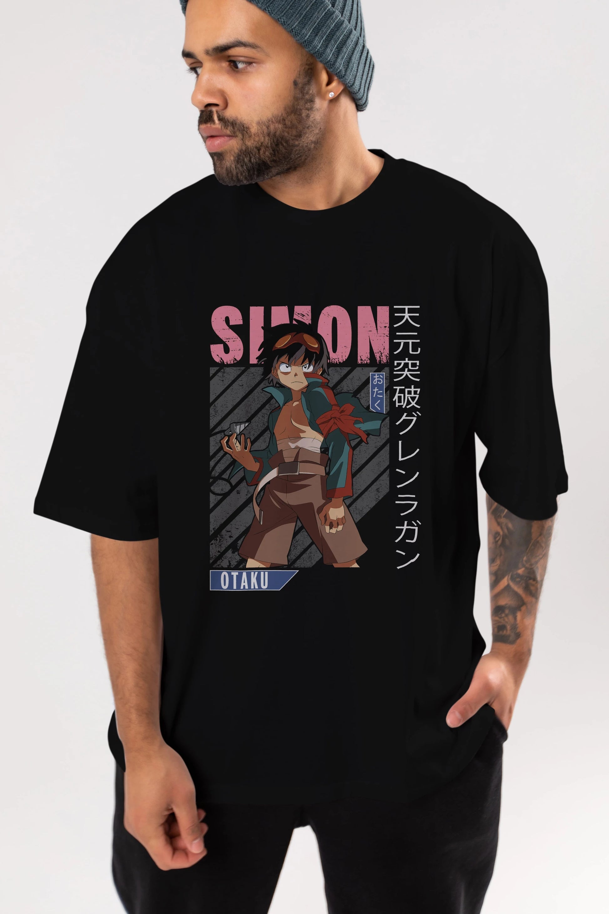 Simon 5 Anime Ön Baskılı Oversize t-shirt %100 pamuk Erkek Kadın Unisex