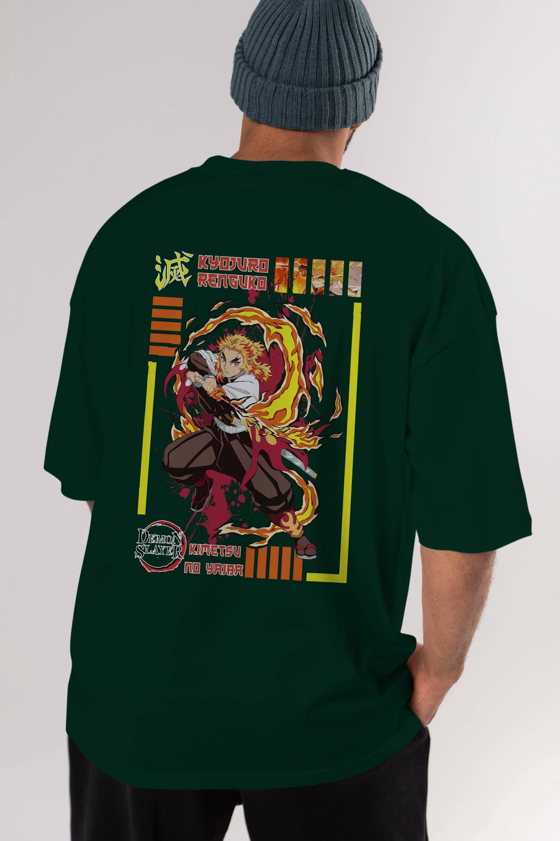 KYOJURO RENGOKU Anime Arka Baskılı Oversize t-shirt Erkek Kadın Unisex