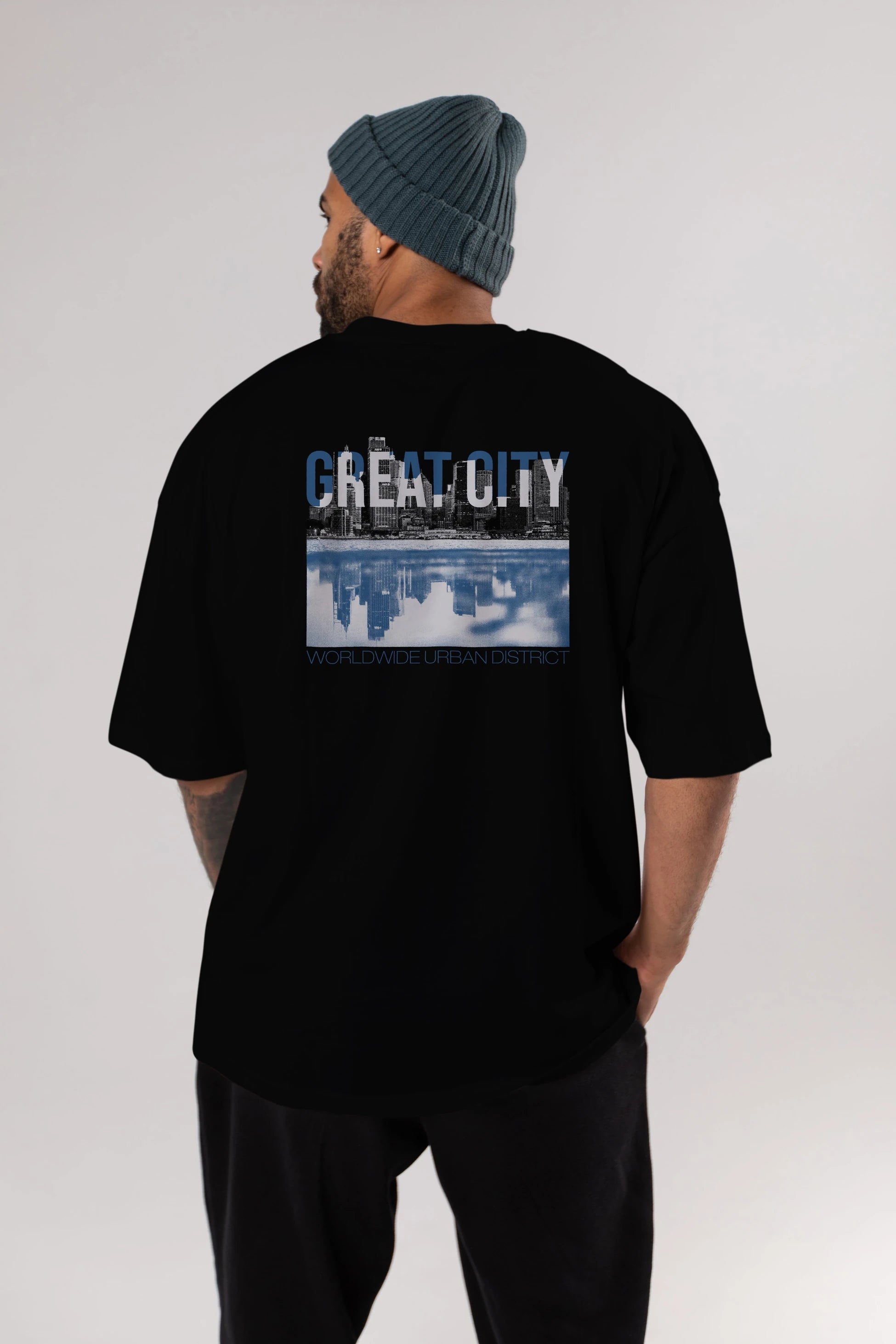 Great City Arka Baskılı Oversize t-shirt Erkek Kadın Unisex