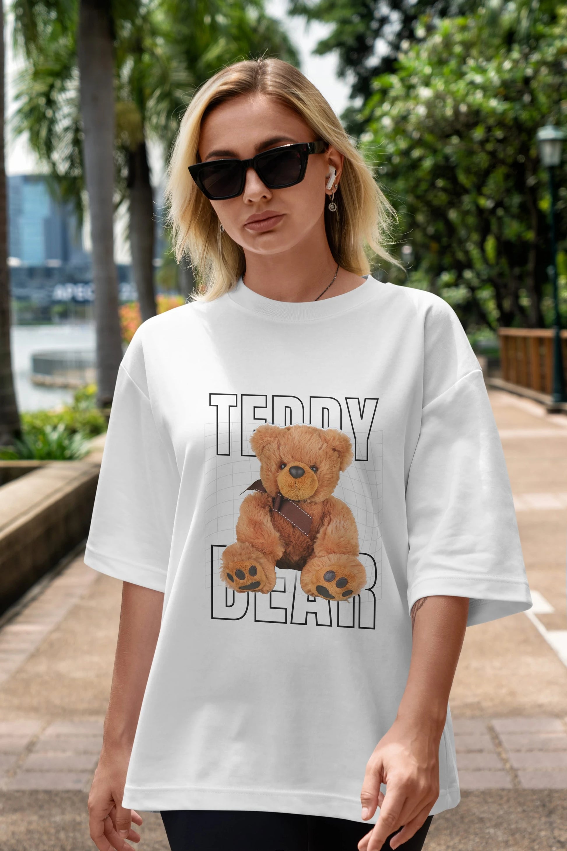 Teddy Bear Yazılı Ön Baskılı Oversize t-shirt Erkek Kadın Unisex