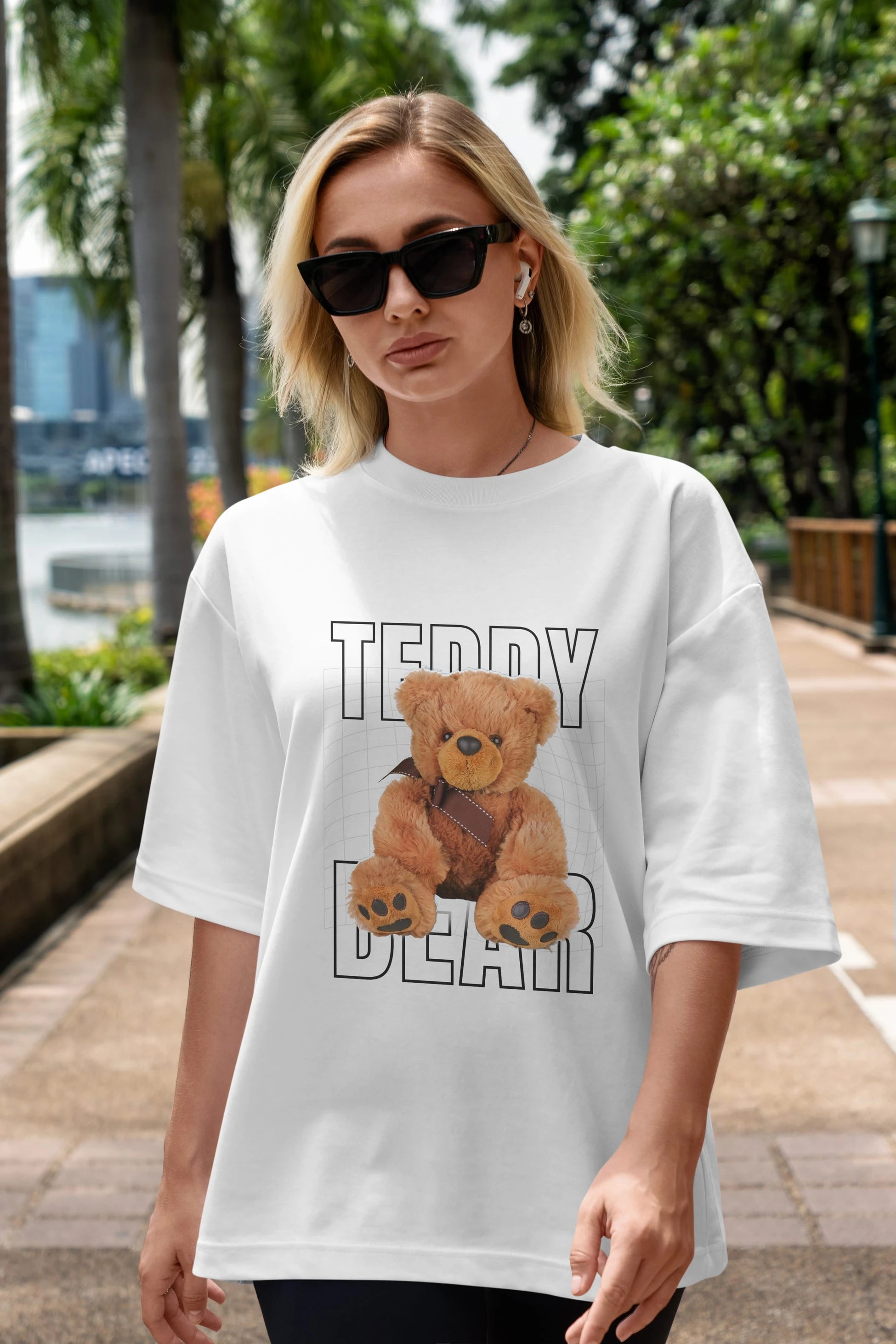 Teddy Bear Yazılı Ön Baskılı Oversize t-shirt Erkek Kadın Unisex