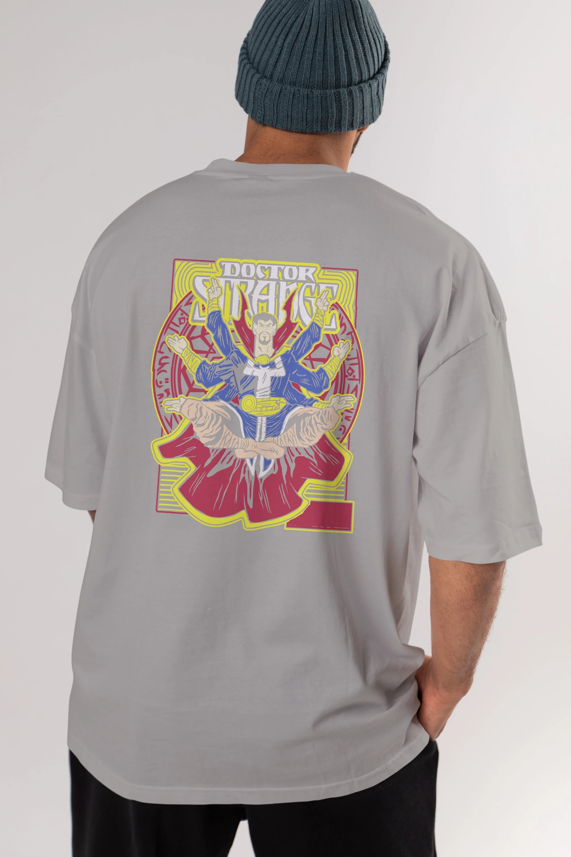 Doctor Strange (1) Arka Baskılı Oversize t-shirt Erkek Kadın Unisex %100 Pamuk Bisiklet Yaka tişort