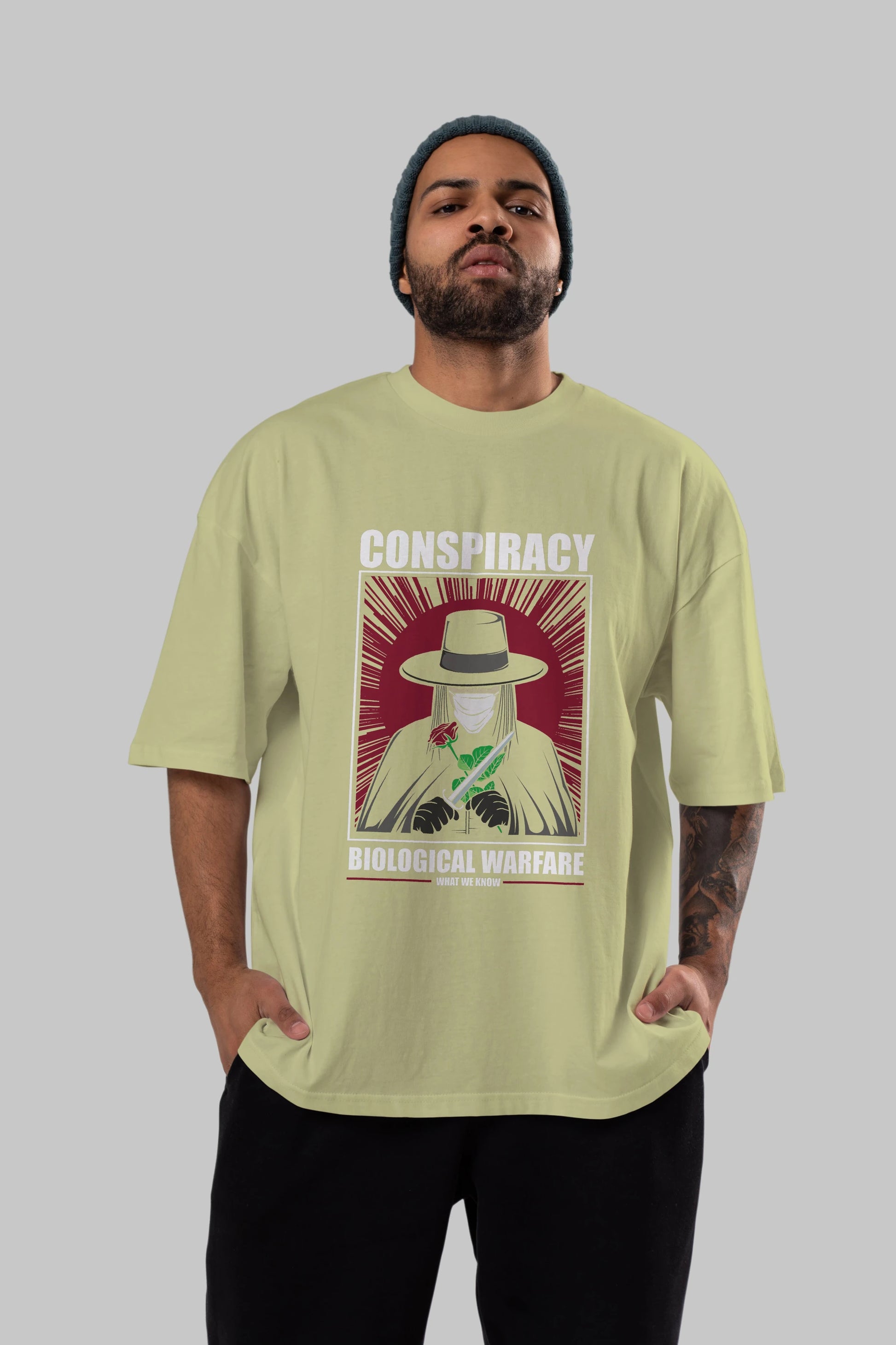 Vendetta Masker Ön Baskılı Oversize t-shirt Erkek Kadın Unisex %100 Pamuk tişort