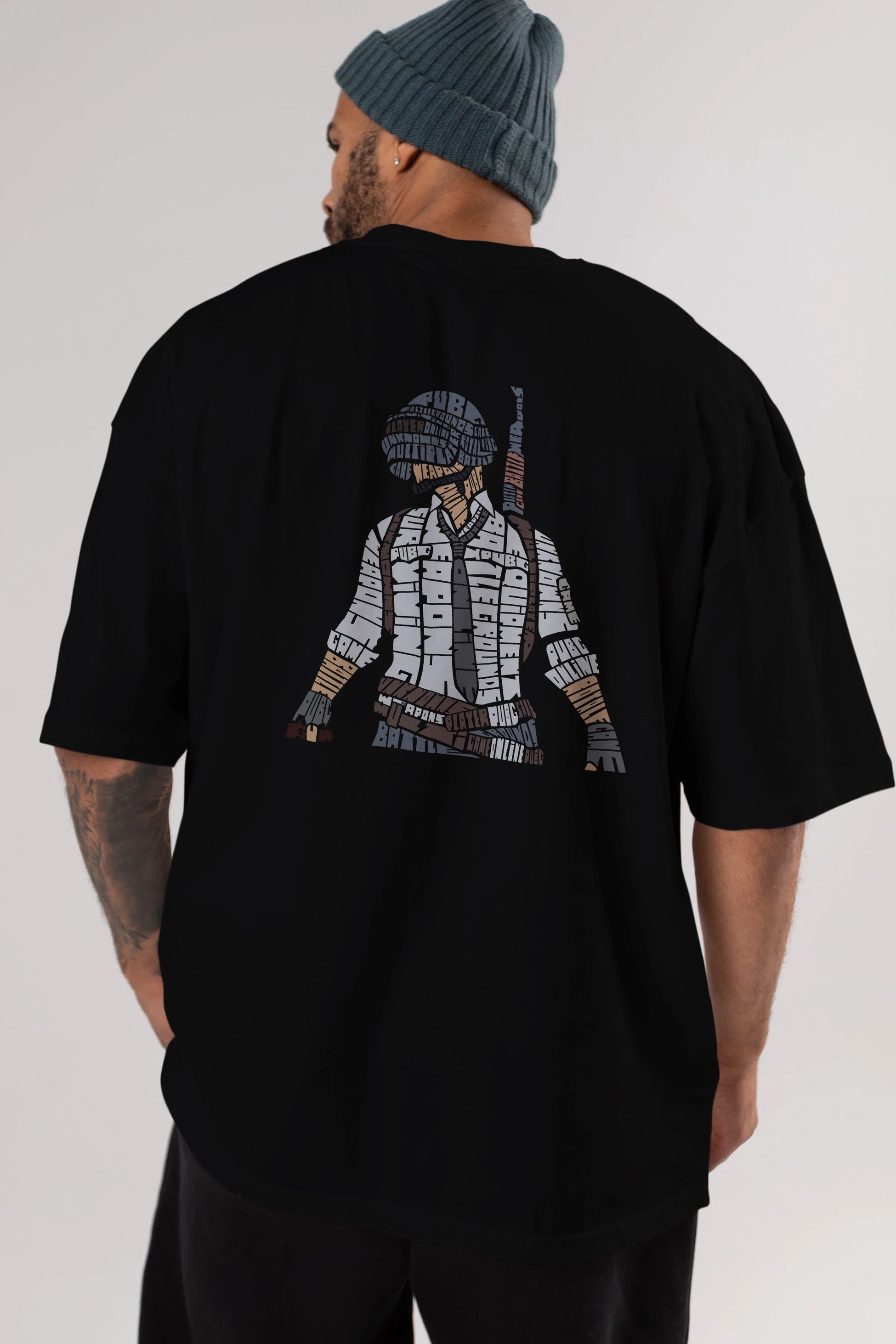 Pubg Arka Baskılı Oversize t-shirt %100 pamuk Erkek Kadın Unisex