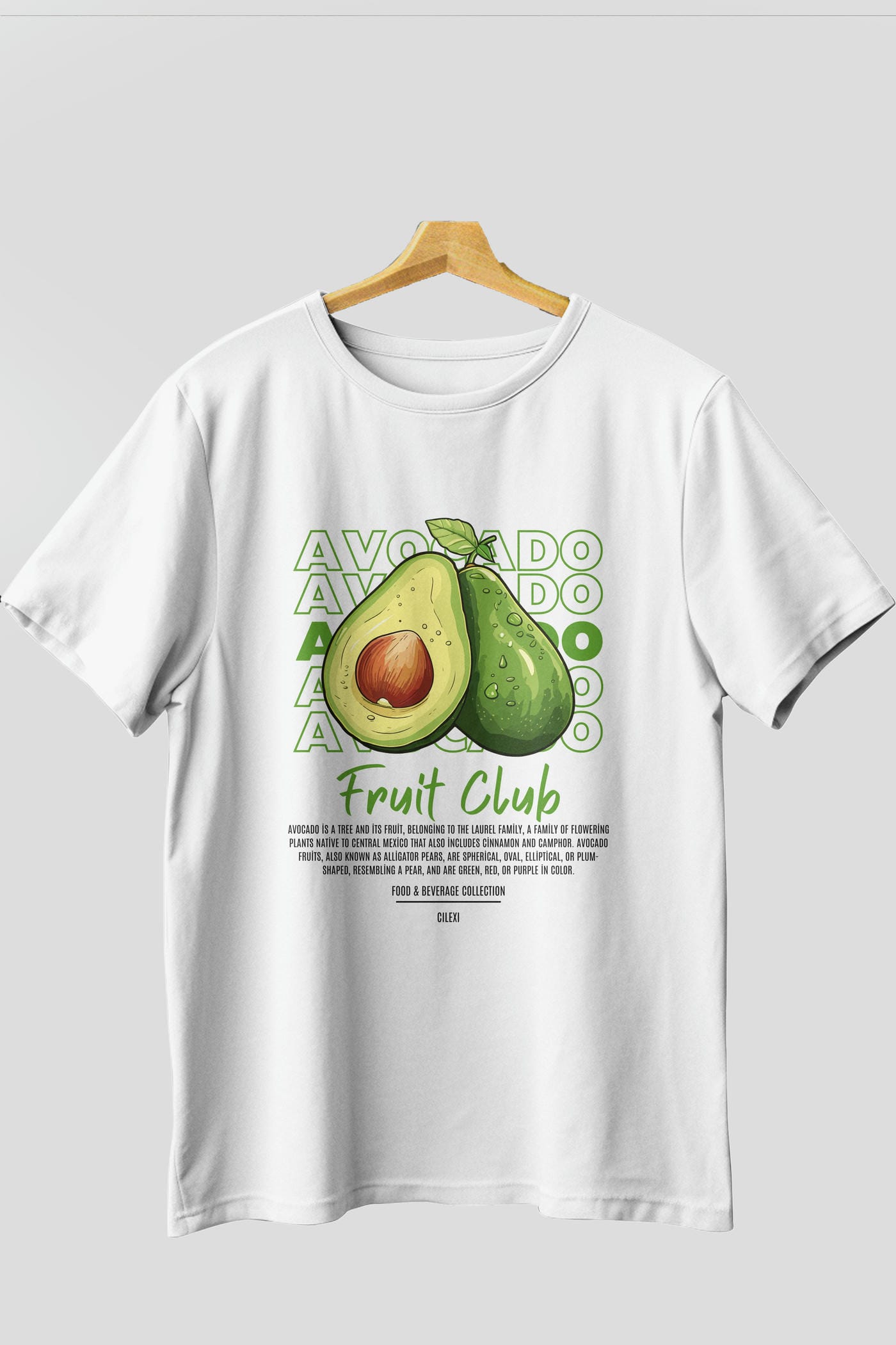 Avocado Ön Baskılı Oversize t-shirt Erkek Kadın Pamuk Bisiklet Yaka tişort