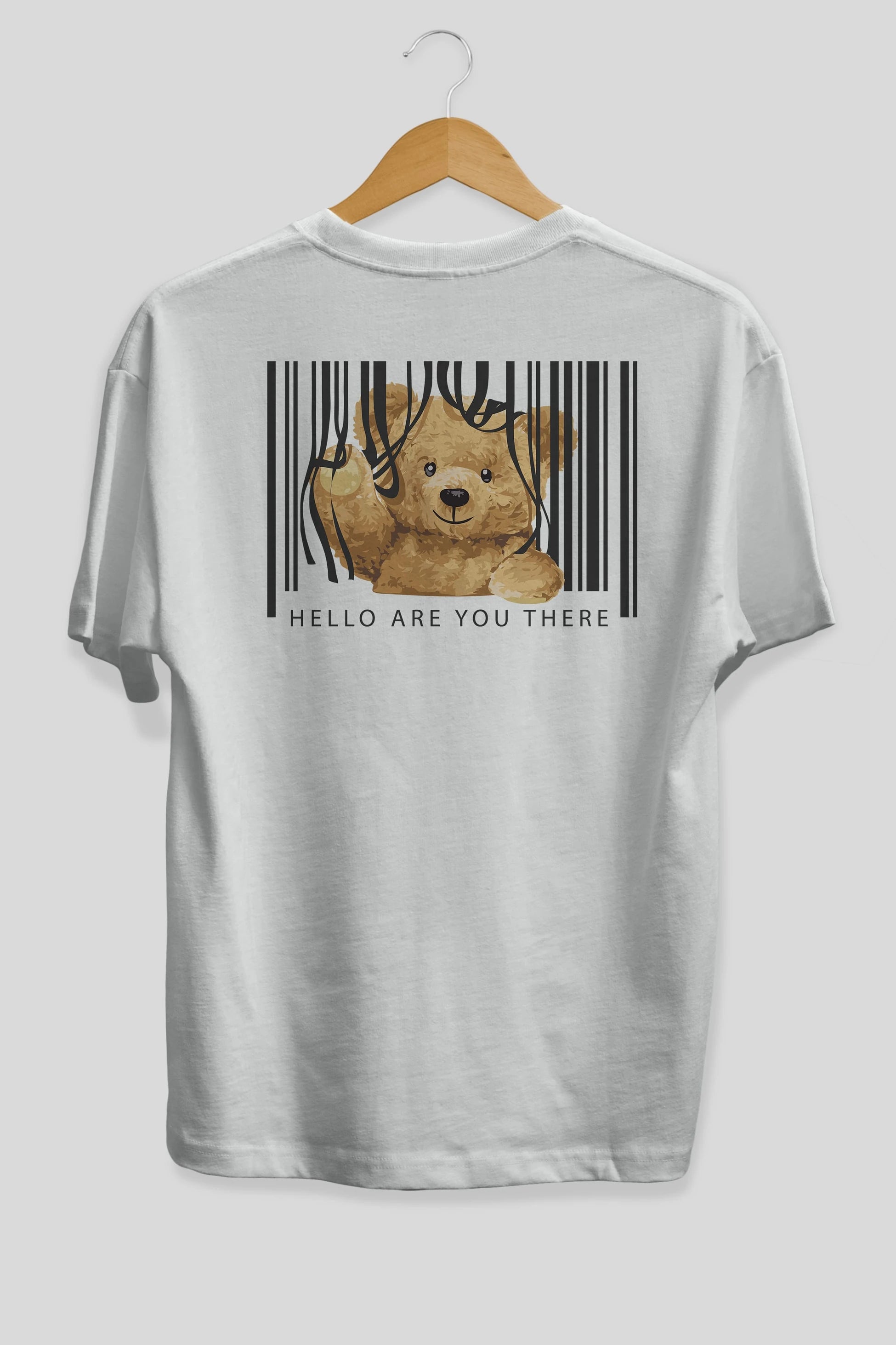 Teddy Bear Hello Arka Baskılı Oversize t-shirt Erkek Kadın Unisex %100 Pamuk