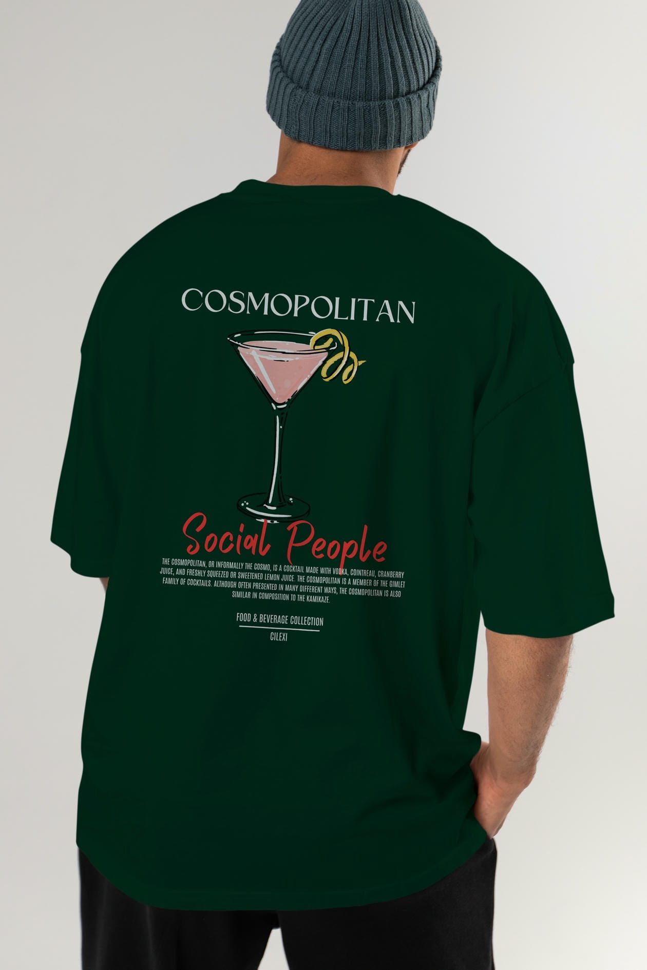 Cosmopolıtan Kokteyl Serisi Baskılı Oversize t-shirt Erkek Kadın Unisex %100 Pamuk Bisiklet Yaka tişort