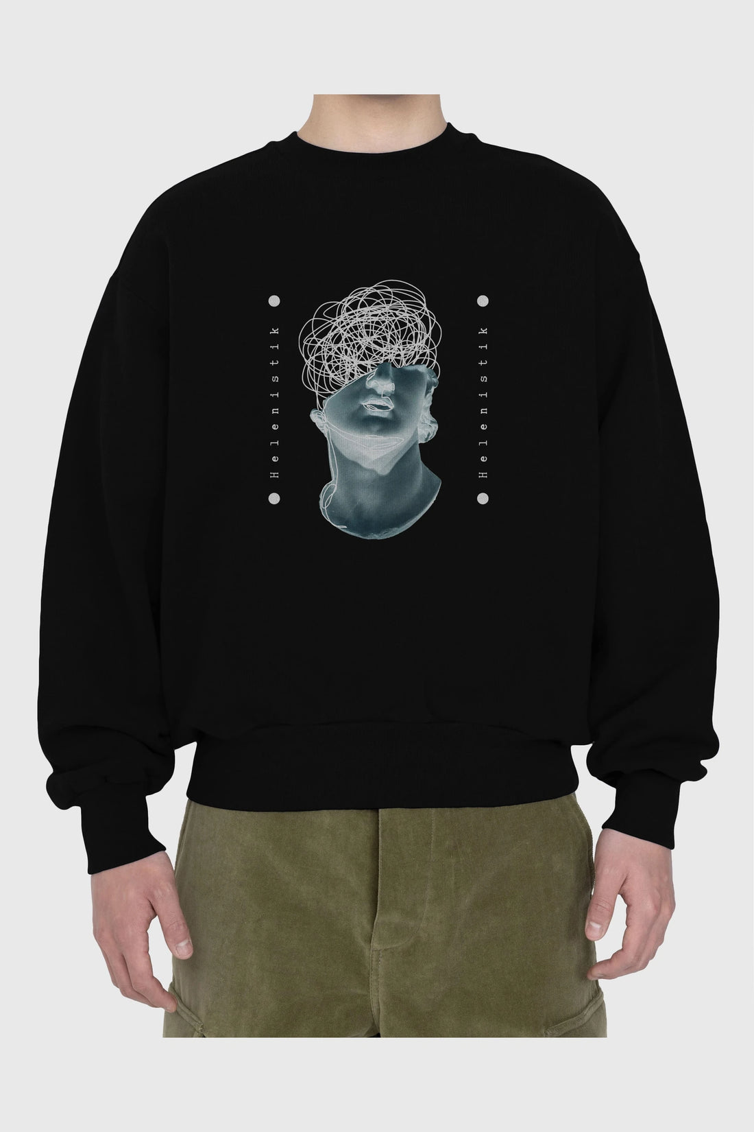 Heykel 2 Ön Baskılı Oversize Sweatshirt Erkek Kadın Unisex