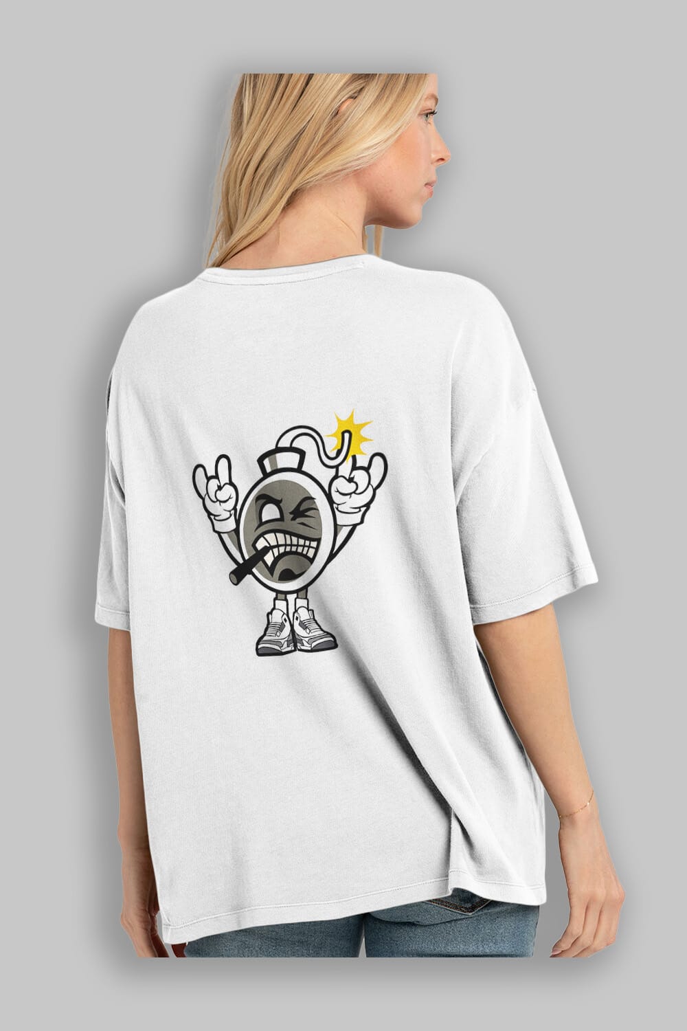 Evil Bomb Arka Baskılı Oversize t-shirt Erkek Kadın Unisex %100 Pamuk tişort