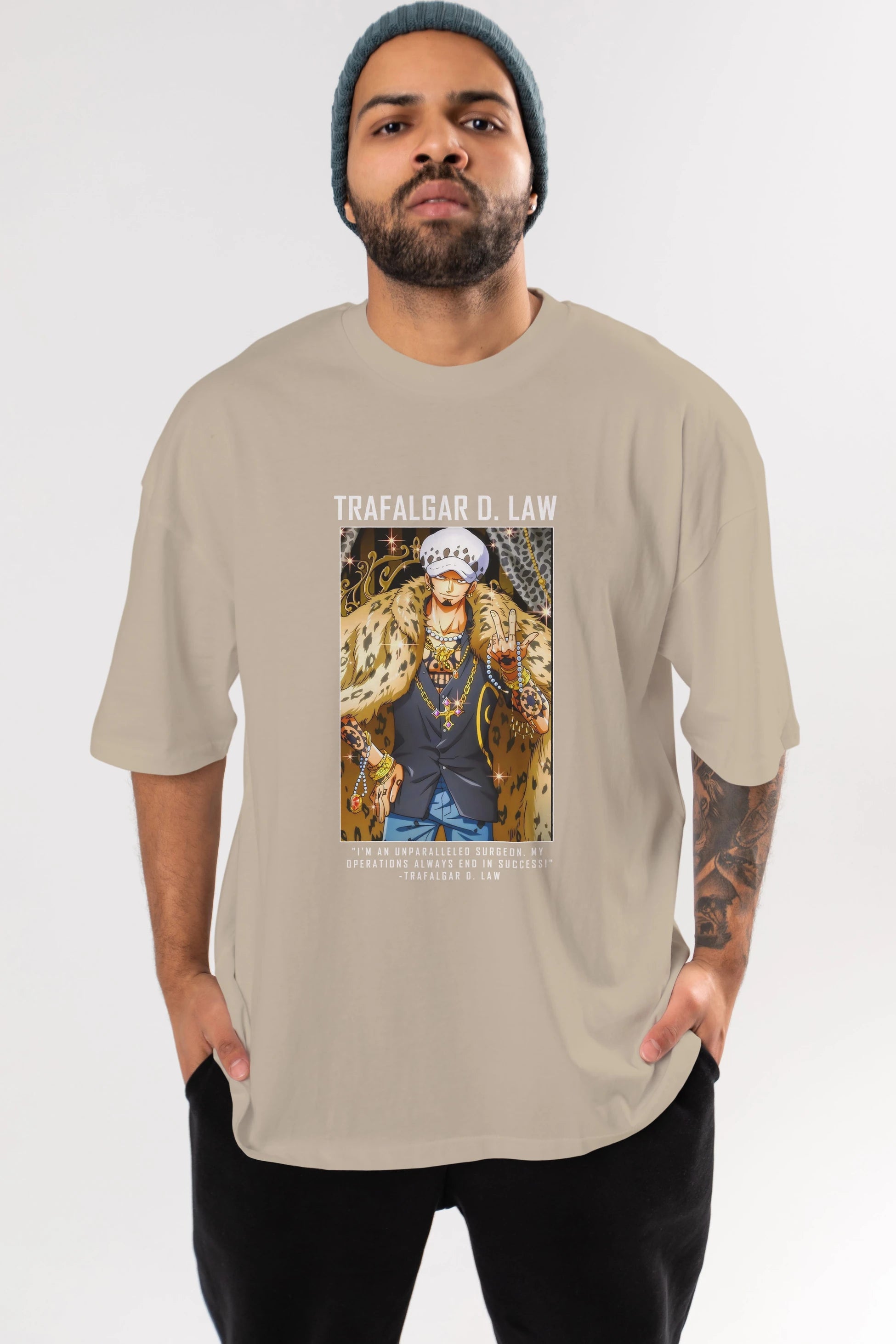 Trafalgar D. Water Law 2 Anime Ön Baskılı Oversize t-shirt Erkek Kadın Unisex
