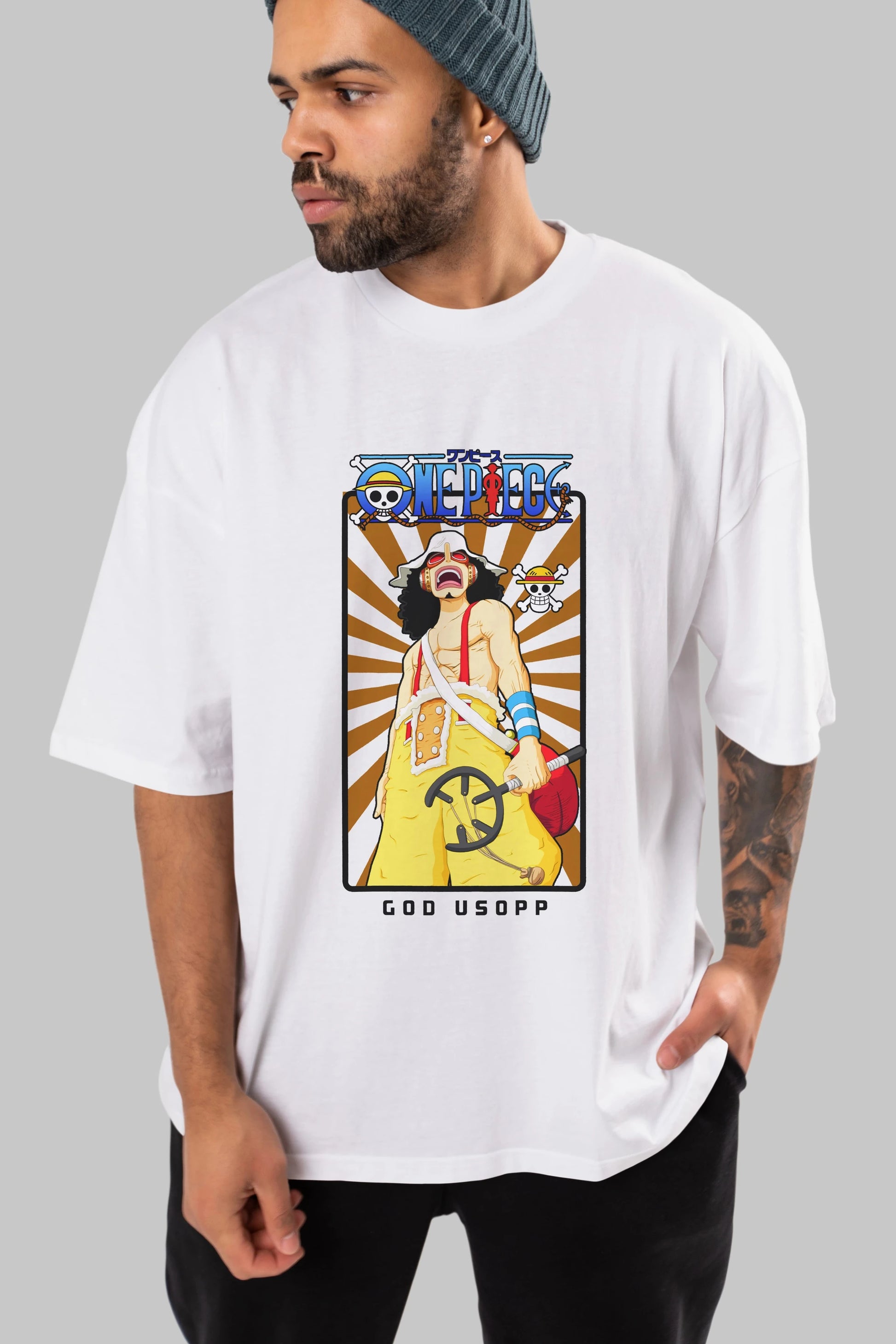 Usopp Anime Ön Baskılı Oversize t-shirt Erkek Kadın Unisex