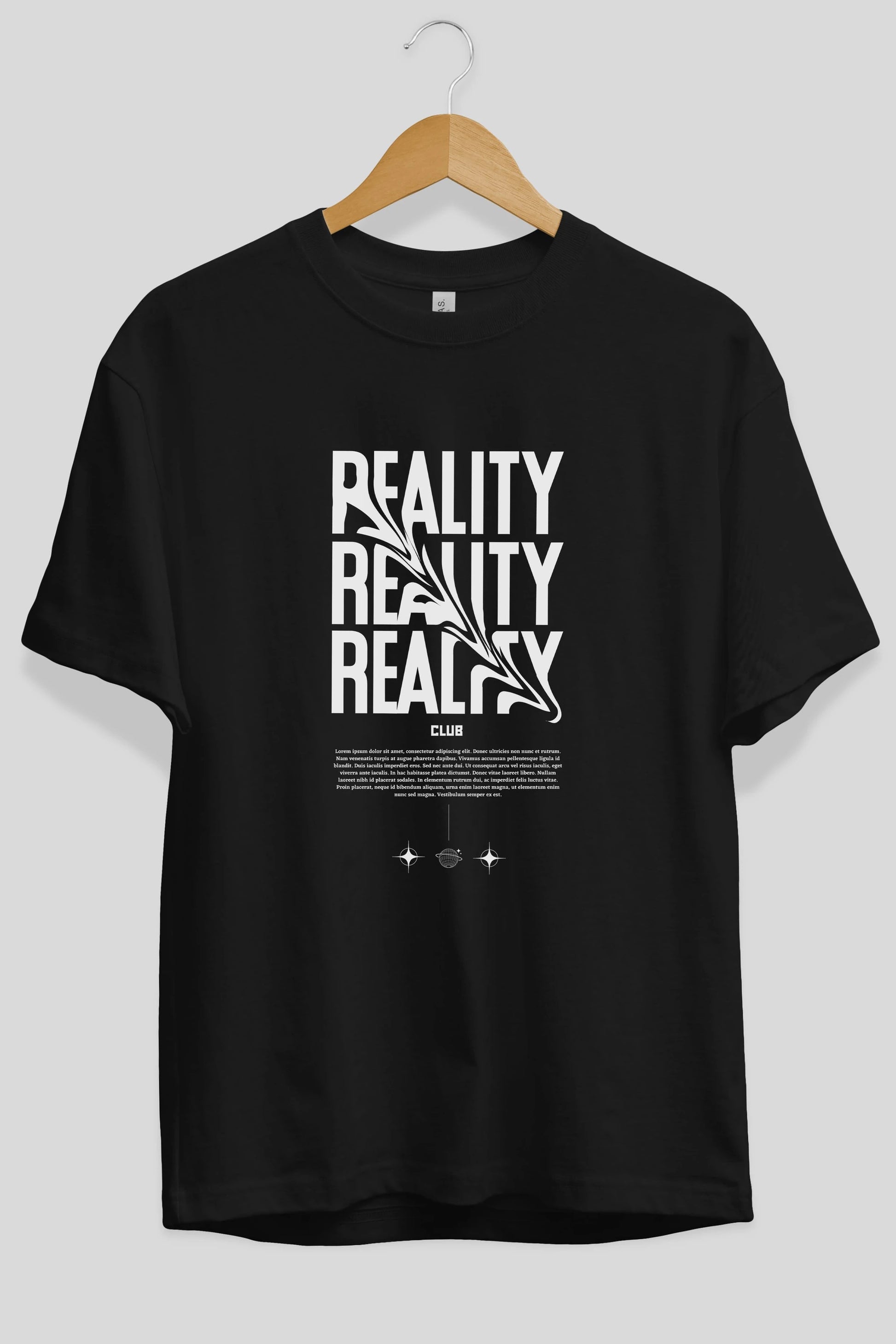 Reality Yazılı Ön Baskılı Oversize t-shirt Erkek Kadın Unisex