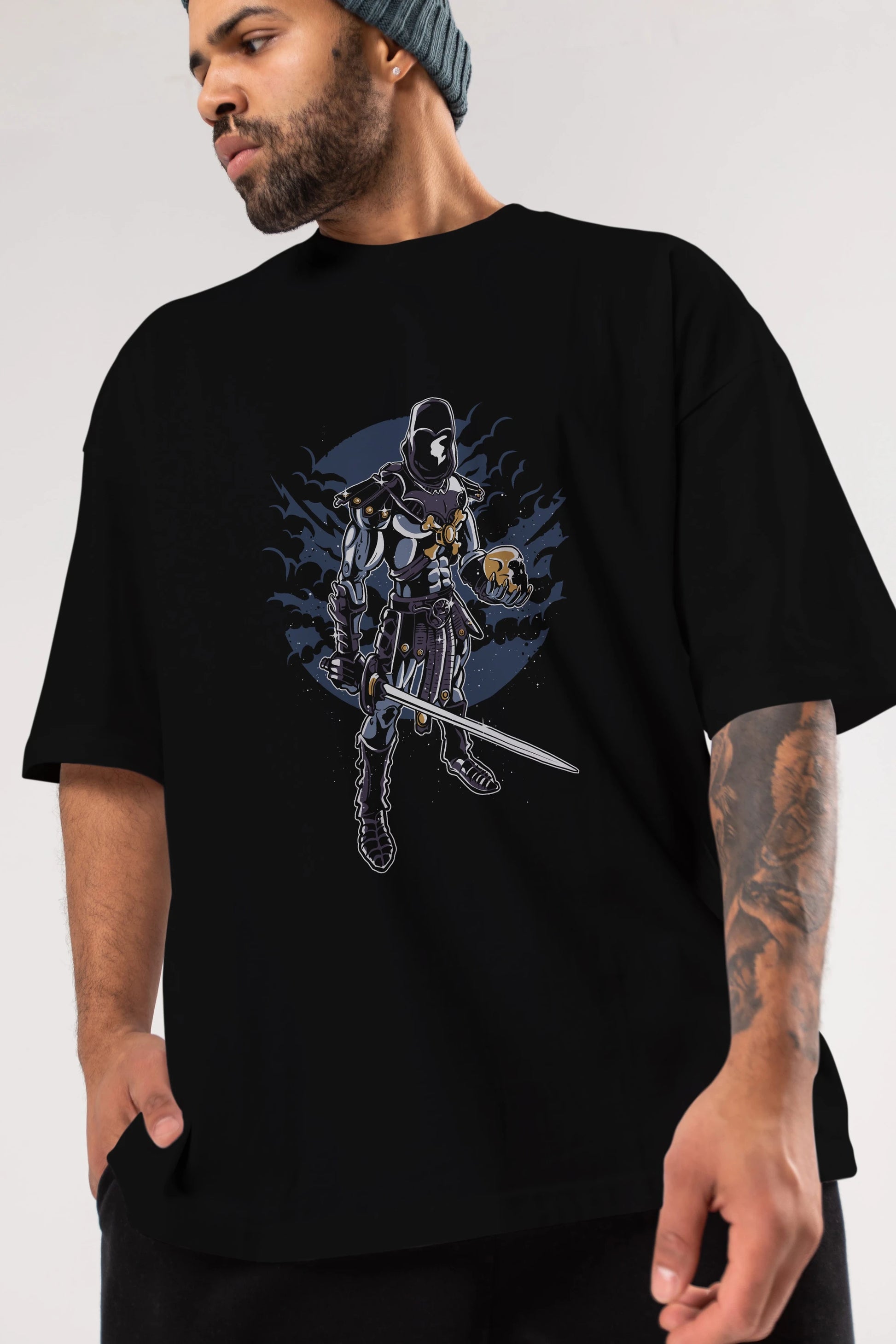 Skeleton King Ön Baskılı Oversize t-shirt Erkek Kadın Unisex %100 Pamuk tişort