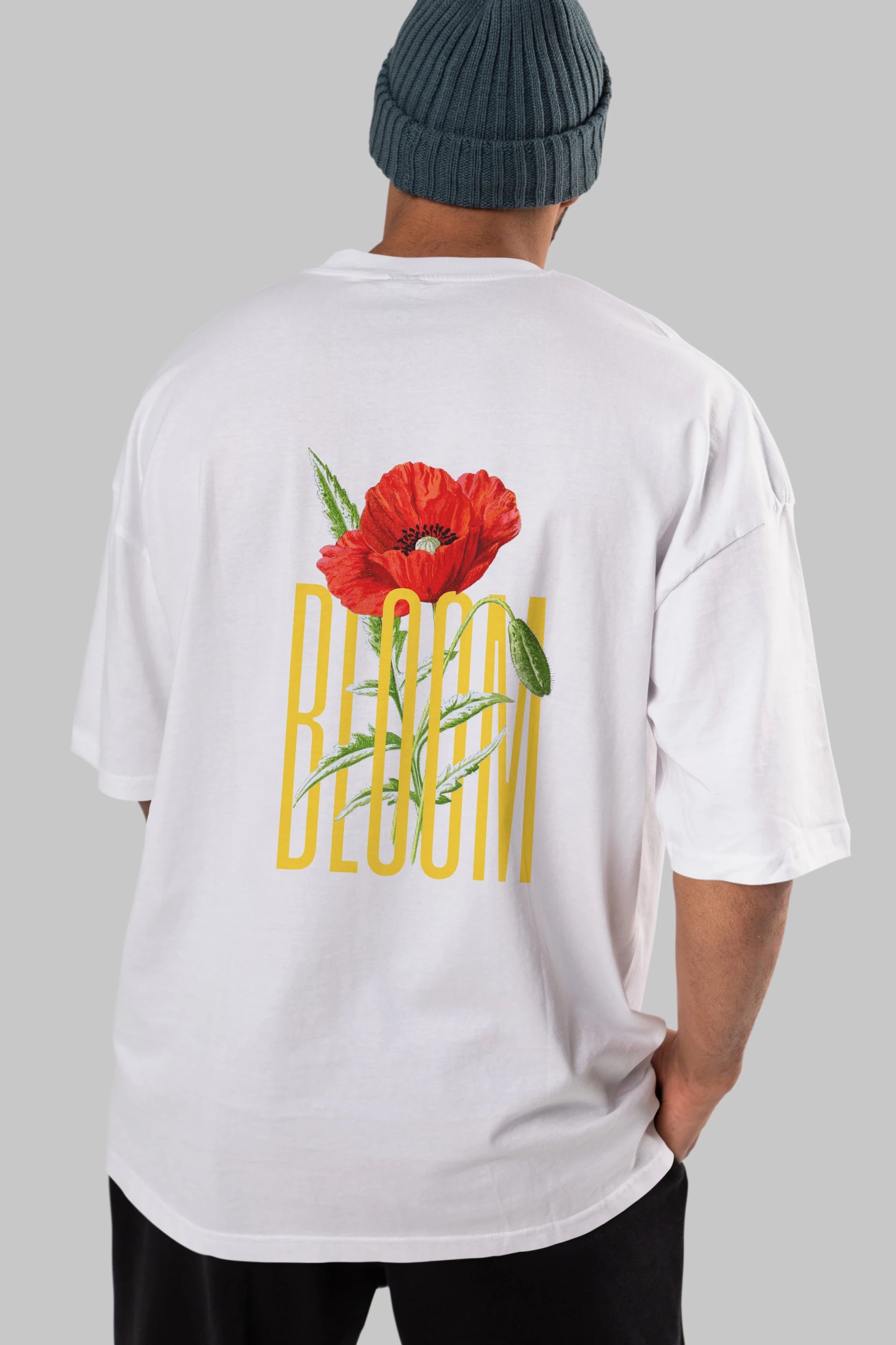 Bloom Flower Arka Baskılı Oversize t-shirt Erkek Kadın Unisex