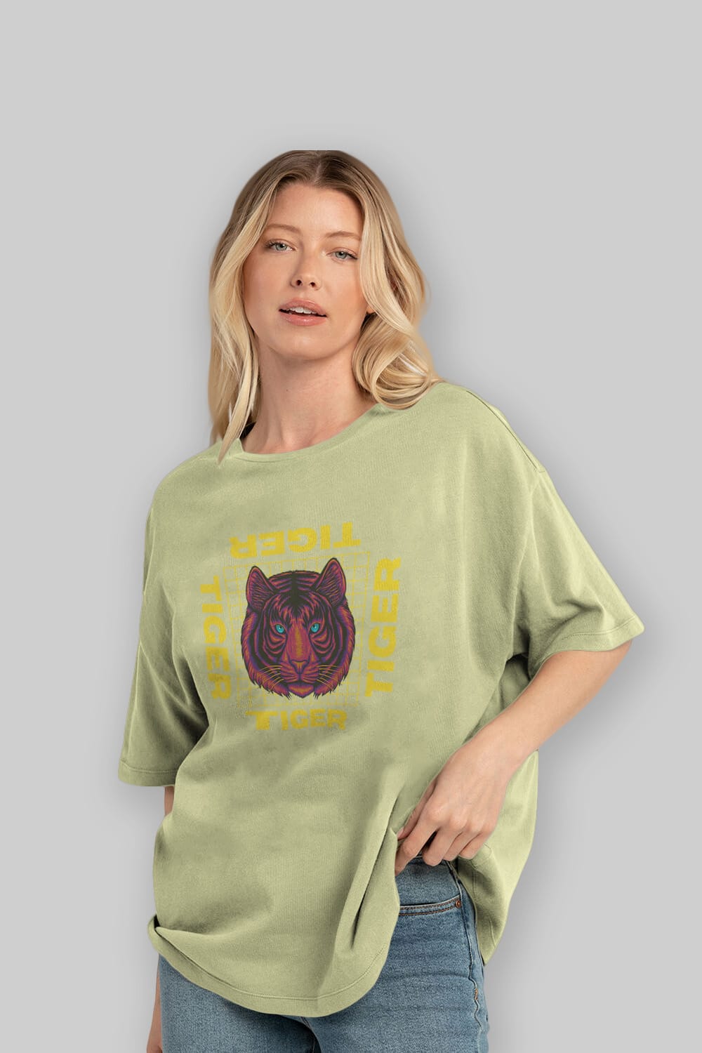 Tiger Yazılı Streetwear Ön Baskılı Oversize t-shirt Erkek Kadın Unisex