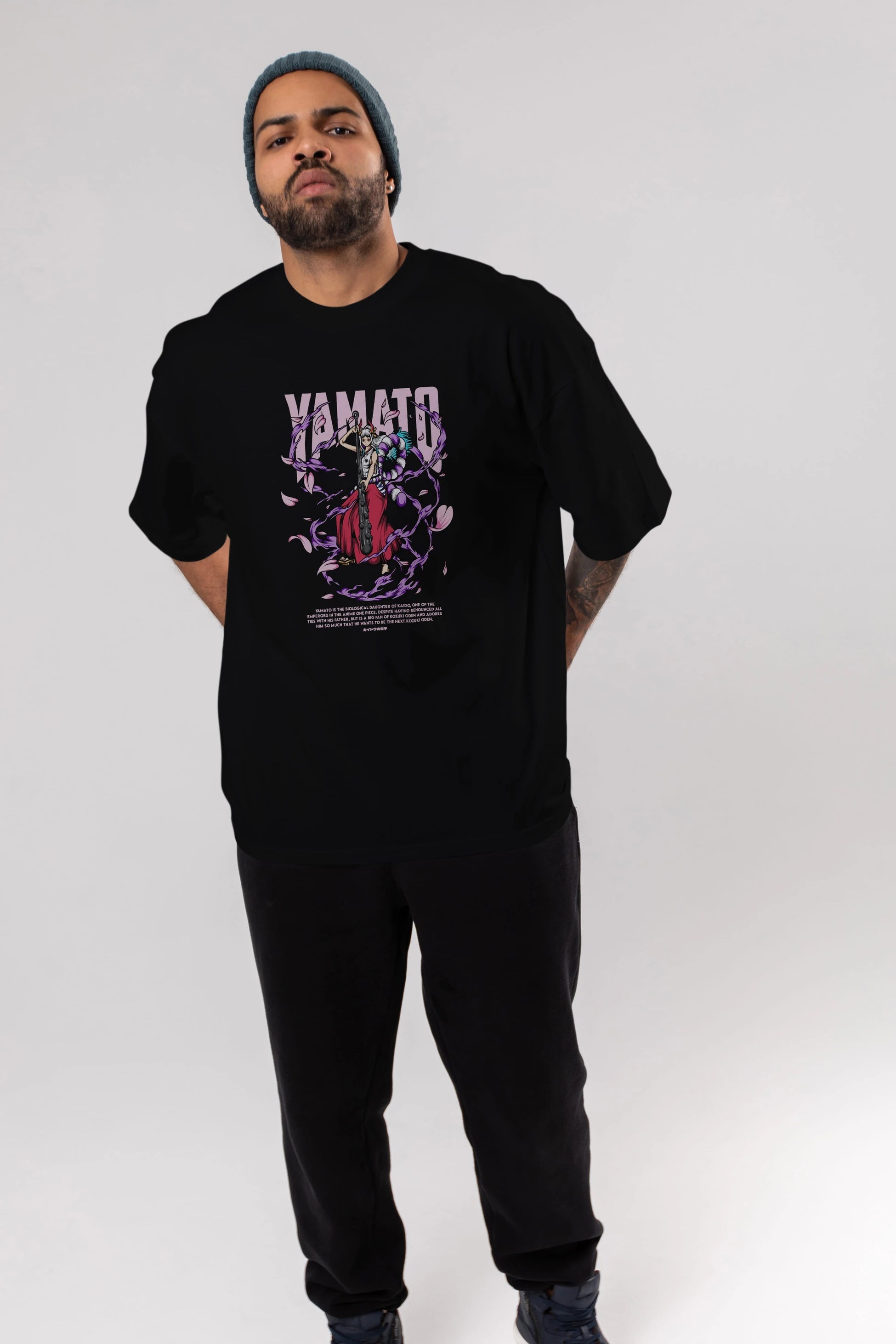 Yamato Anime Ön Baskılı Oversize t-shirt %100 pamuk Erkek Kadın Unisex