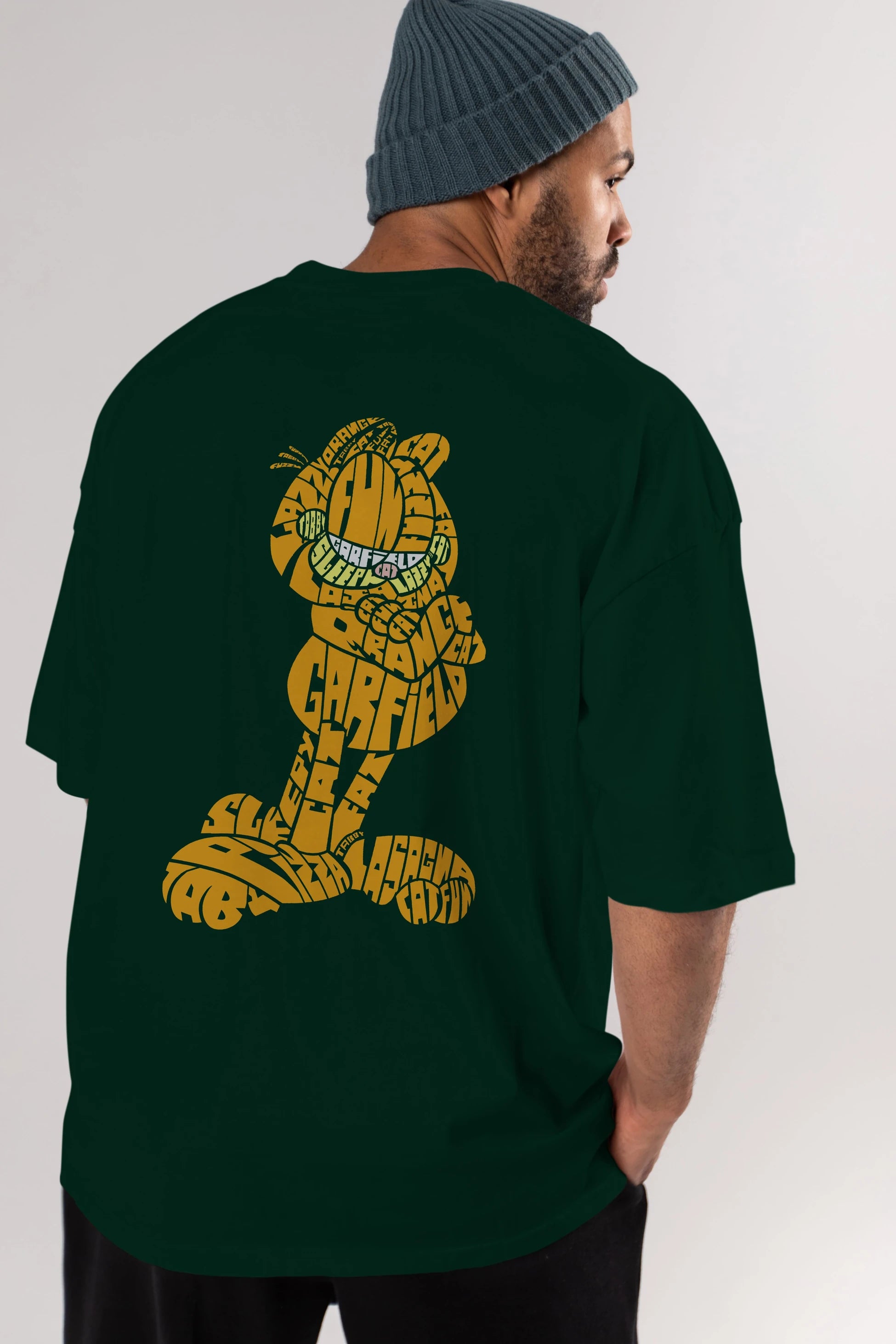 Garfield Arka Baskılı Oversize t-shirt %100 pamuk Erkek Kadın Unisex