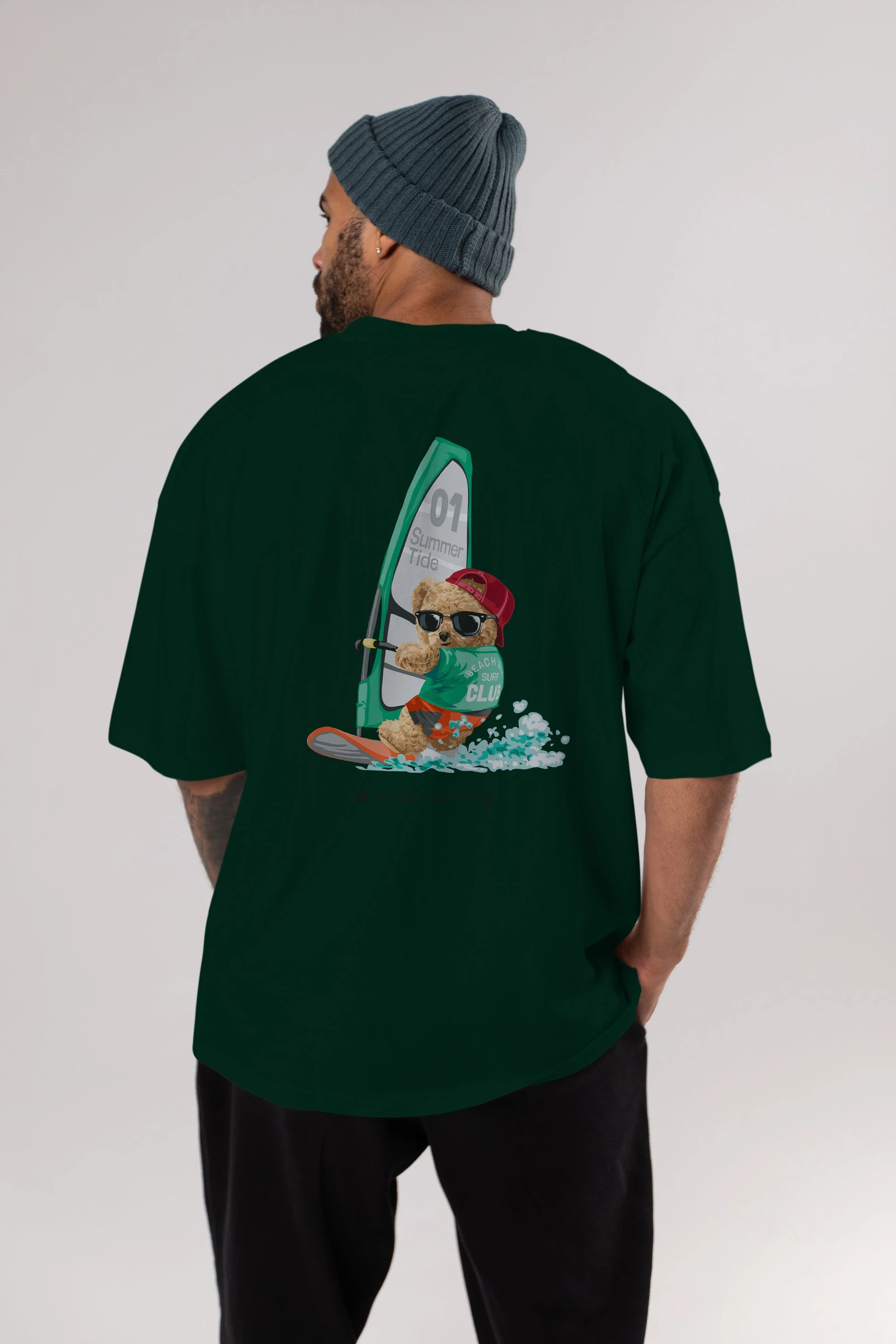 Teddy Bear Summer Tide Arka Baskılı Oversize t-shirt Erkek Kadın Unisex %100 Pamuk