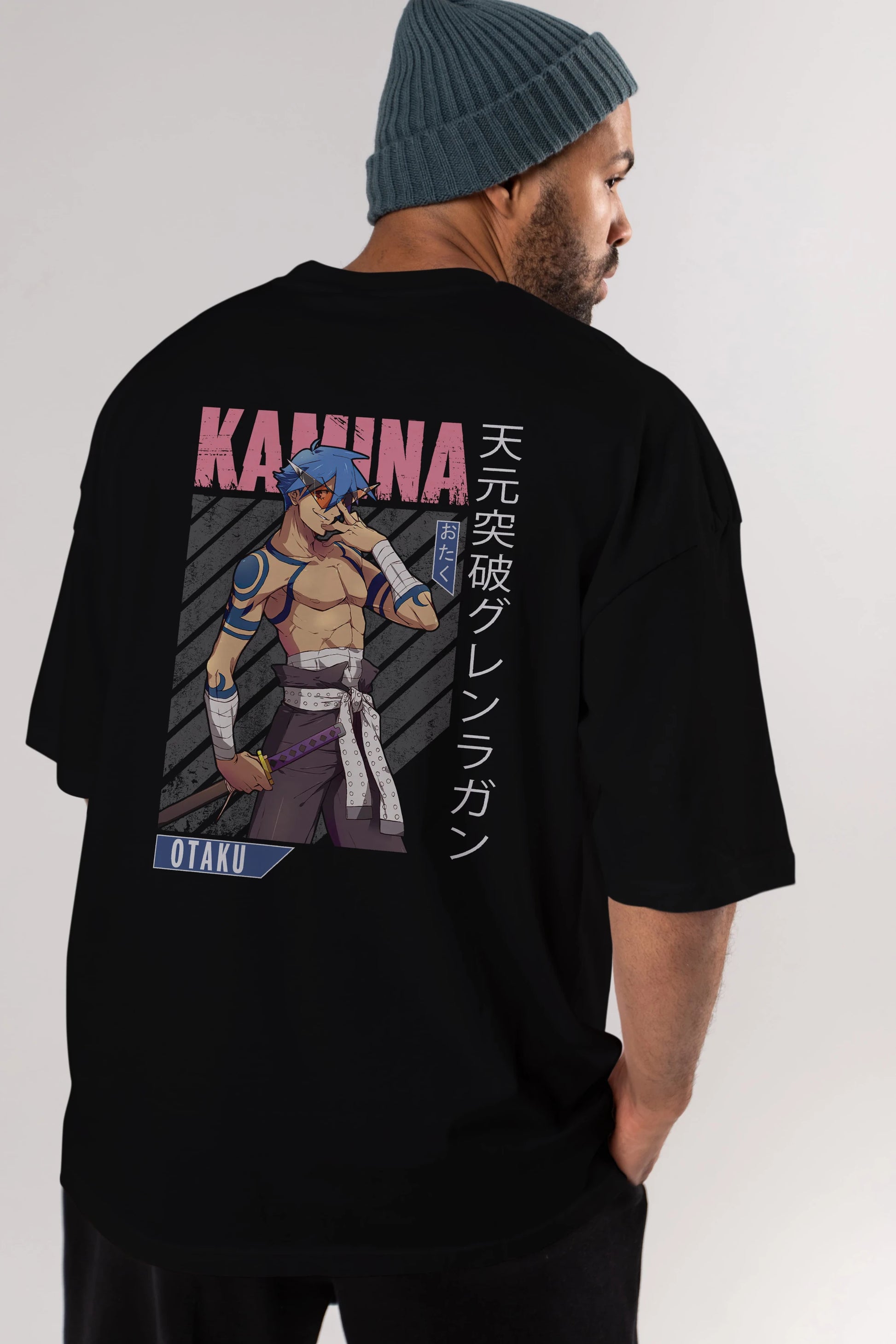 Kamina 5 Anime Arka Baskılı Oversize t-shirt Erkek Kadın Unisex