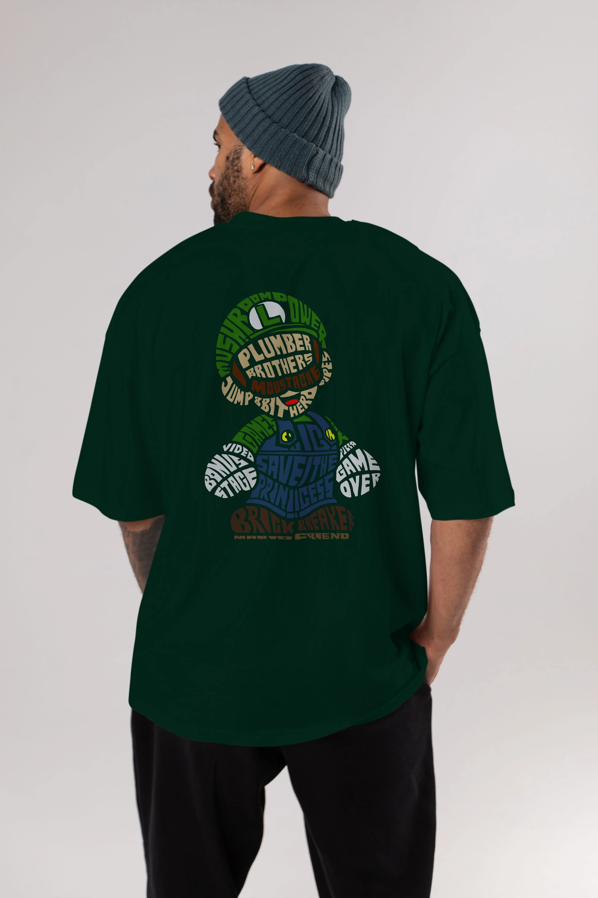 Plumber Brothers Arka Baskılı Oversize t-shirt %100 pamuk Erkek Kadın Unisex