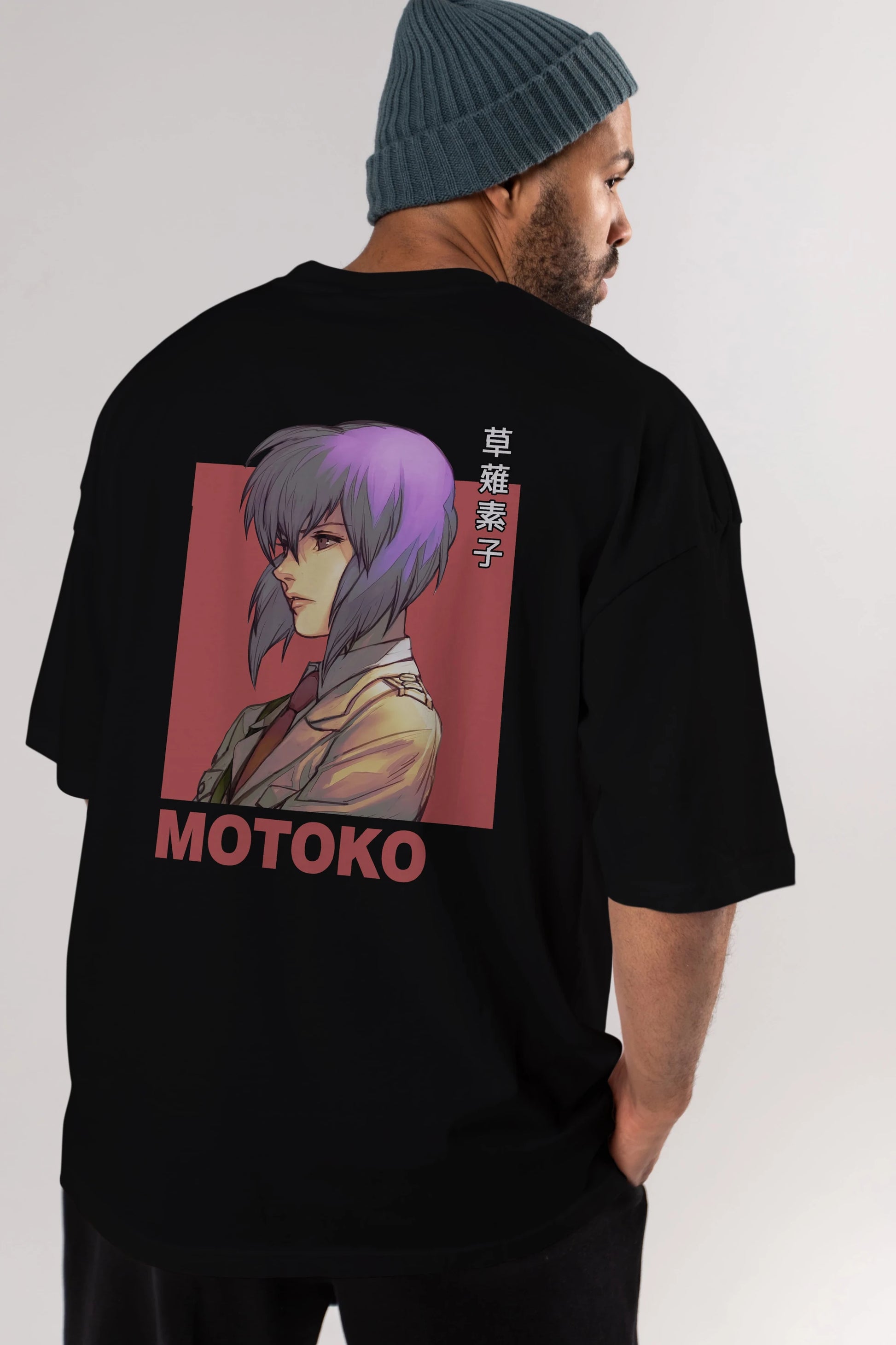 Motoko Kusanagi 12 Anime Arka Baskılı Oversize t-shirt Erkek Kadın Unisex