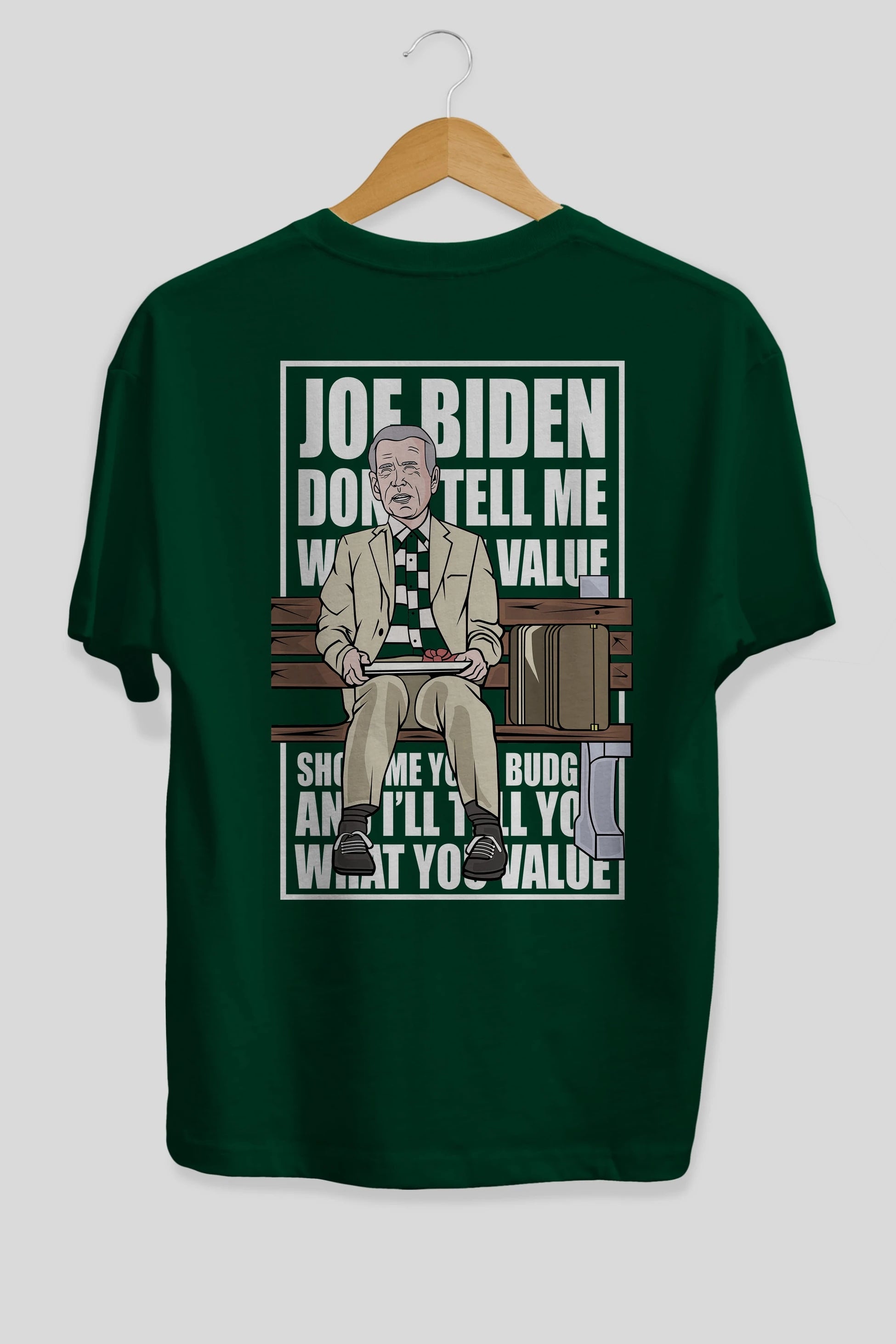 Joe Biden Forest Gump Arka Baskılı Oversize t-shirt Erkek Kadın Unisex %100 Pamuk tişort