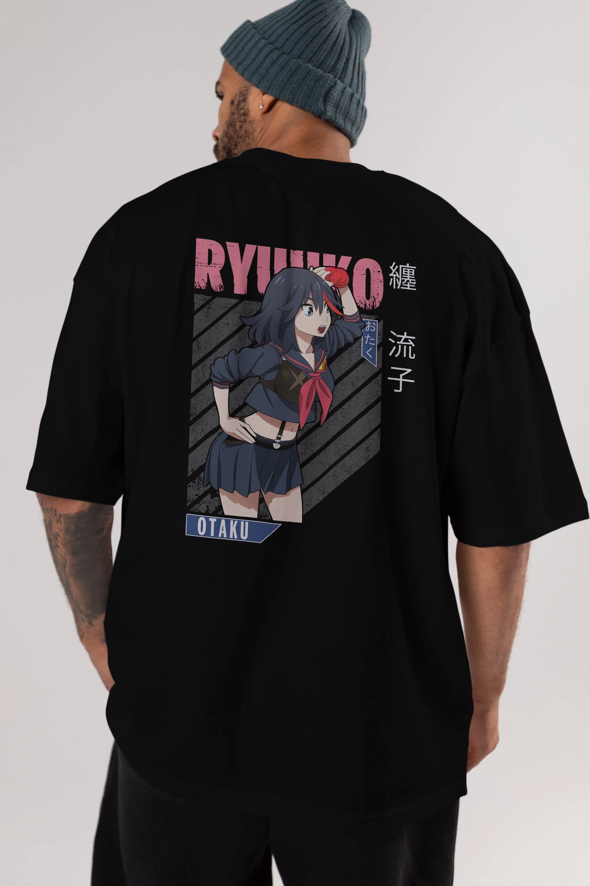 Ryuuko Matoi 6 Anime Arka Baskılı Oversize t-shirt Erkek Kadın Unisex