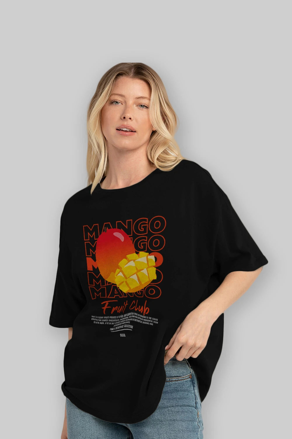 Mango Ön Baskılı Oversize t-shirt Erkek Kadın Pamuk Bisiklet Yaka tişort