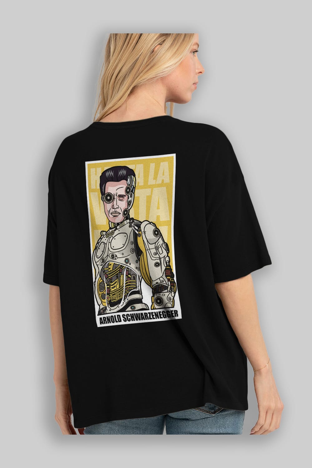 Arnold Robot Human Arka Baskılı Oversize t-shirt Erkek Kadın Unisex %100 Pamuk tişort