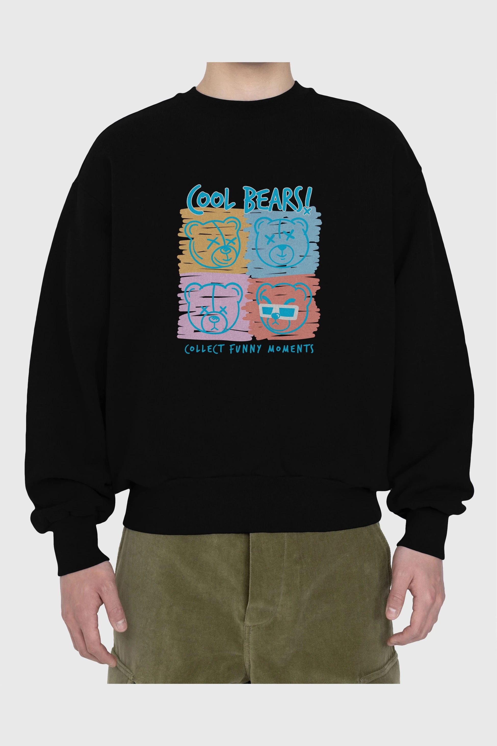 Cool Bears Ön Baskılı Oversize Sweatshirt Erkek Kadın Unisex