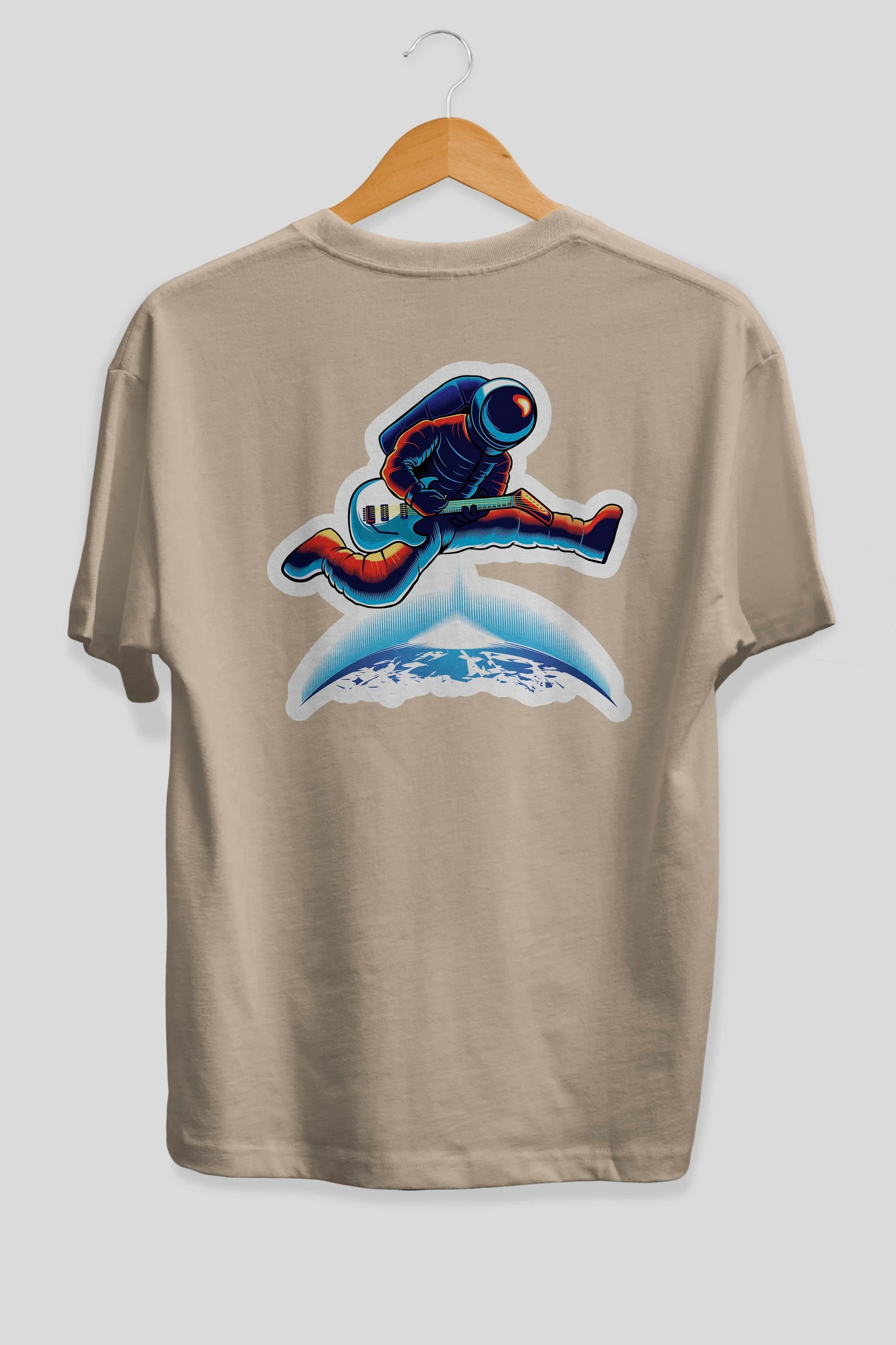 Astroguitar Sticker Arka Baskılı Oversize t-shirt Erkek Kadın Unisex