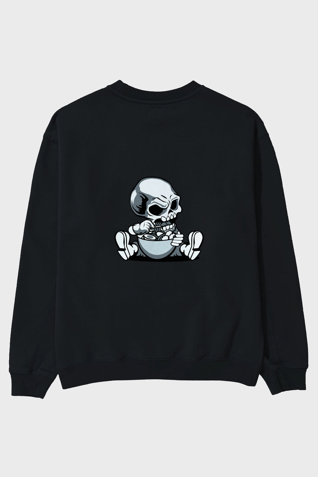 Skull Eat Ramen Arka Baskılı Oversize Sweatshirt Erkek Kadın Unisex
