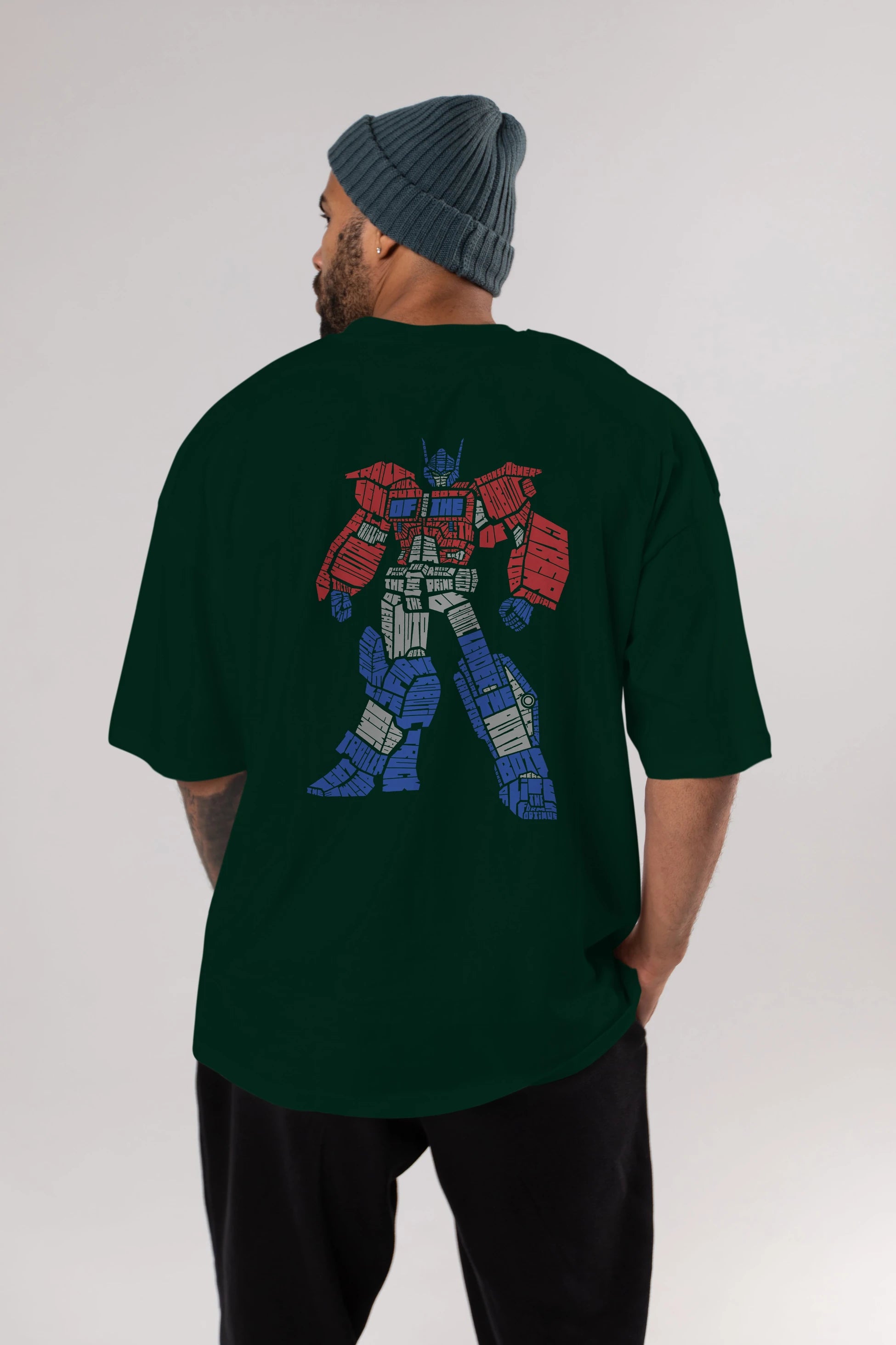 Optimus Prime Arka Baskılı Oversize t-shirt %100 pamuk Erkek Kadın Unisex