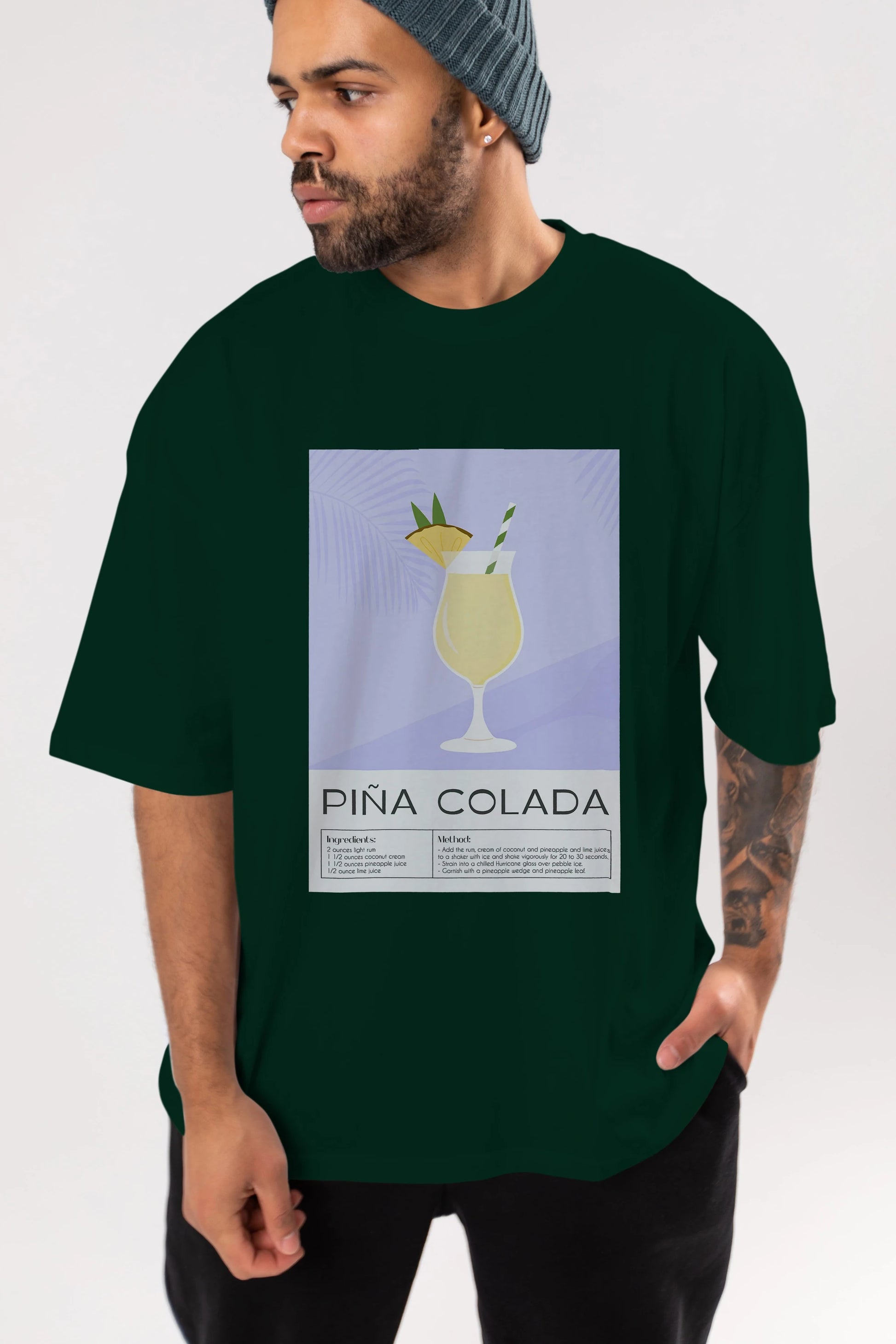 PIna Colada 6 Ön Baskılı Oversize t-shirt Erkek Kadın Unisex %100 Pamuk Bisiklet Yaka tişort