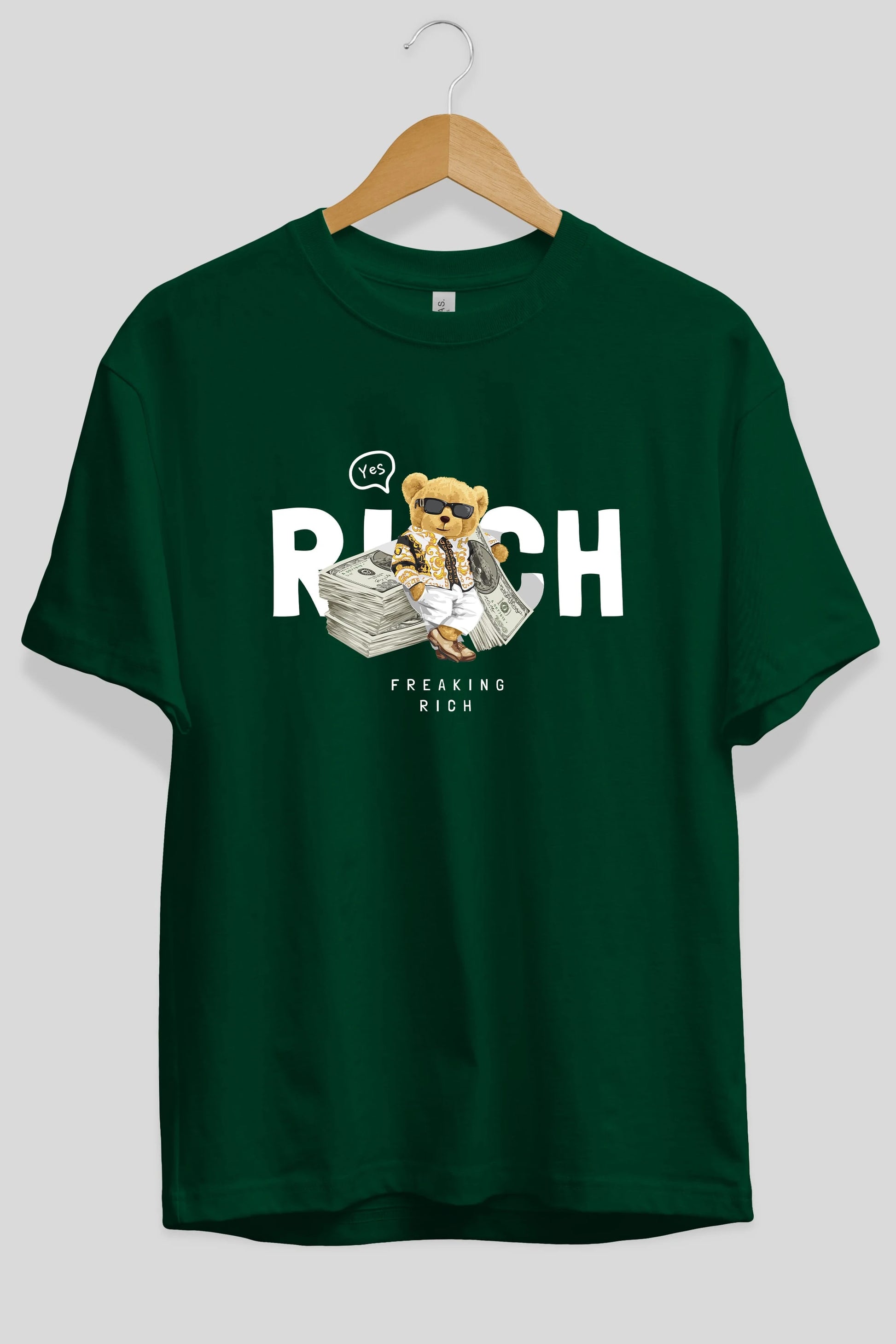Teddy Bear Freakıng Rich Ön Baskılı Oversize t-shirt Erkek Kadın Unisex %100 Pamuk