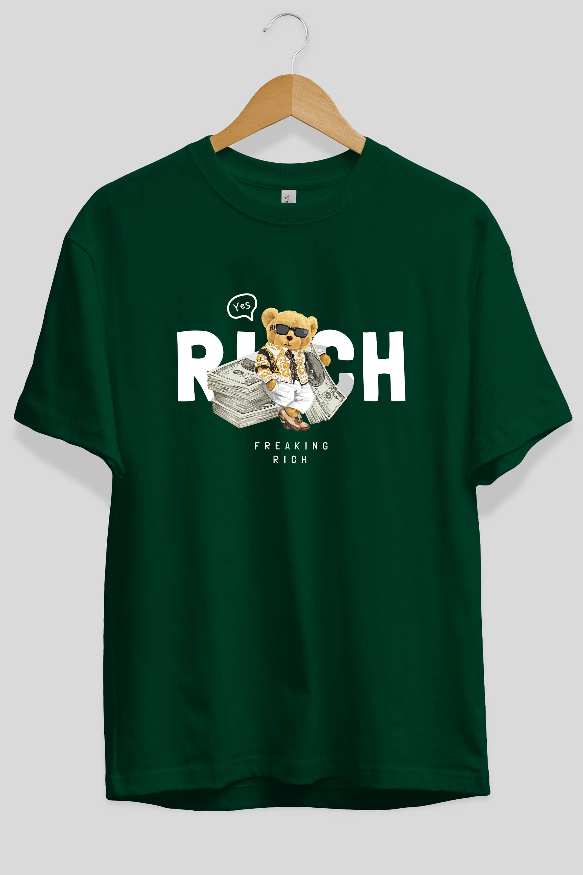 Teddy Bear Freakıng Rich Ön Baskılı Oversize t-shirt Erkek Kadın Unisex %100 Pamuk